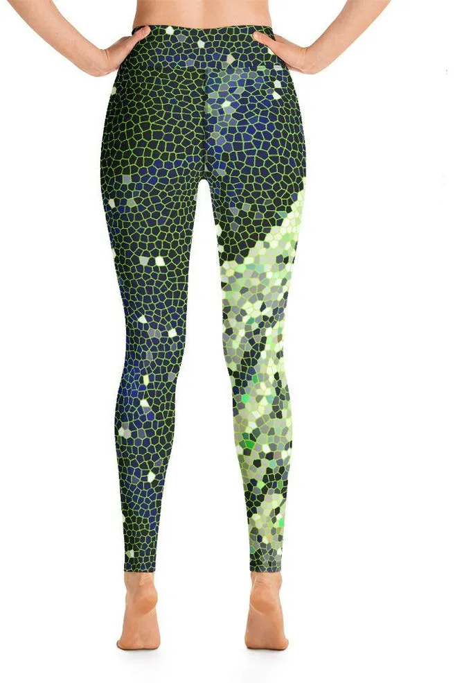 Abstract Plant Cells Yoga Leggings