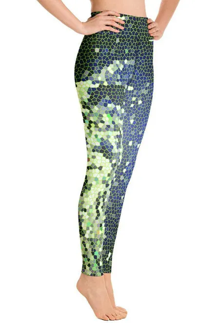 Abstract Plant Cells Yoga Leggings