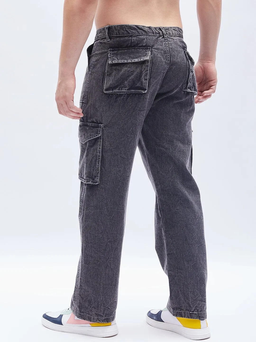 Acid washed carpenter cargo pants