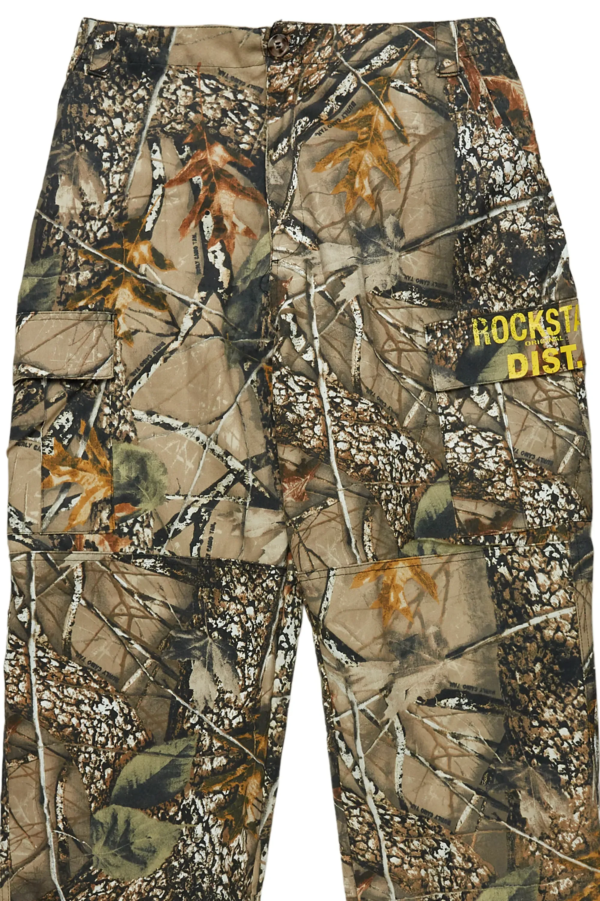 Acko Beige Tree Camo Cargo Graphic Pants