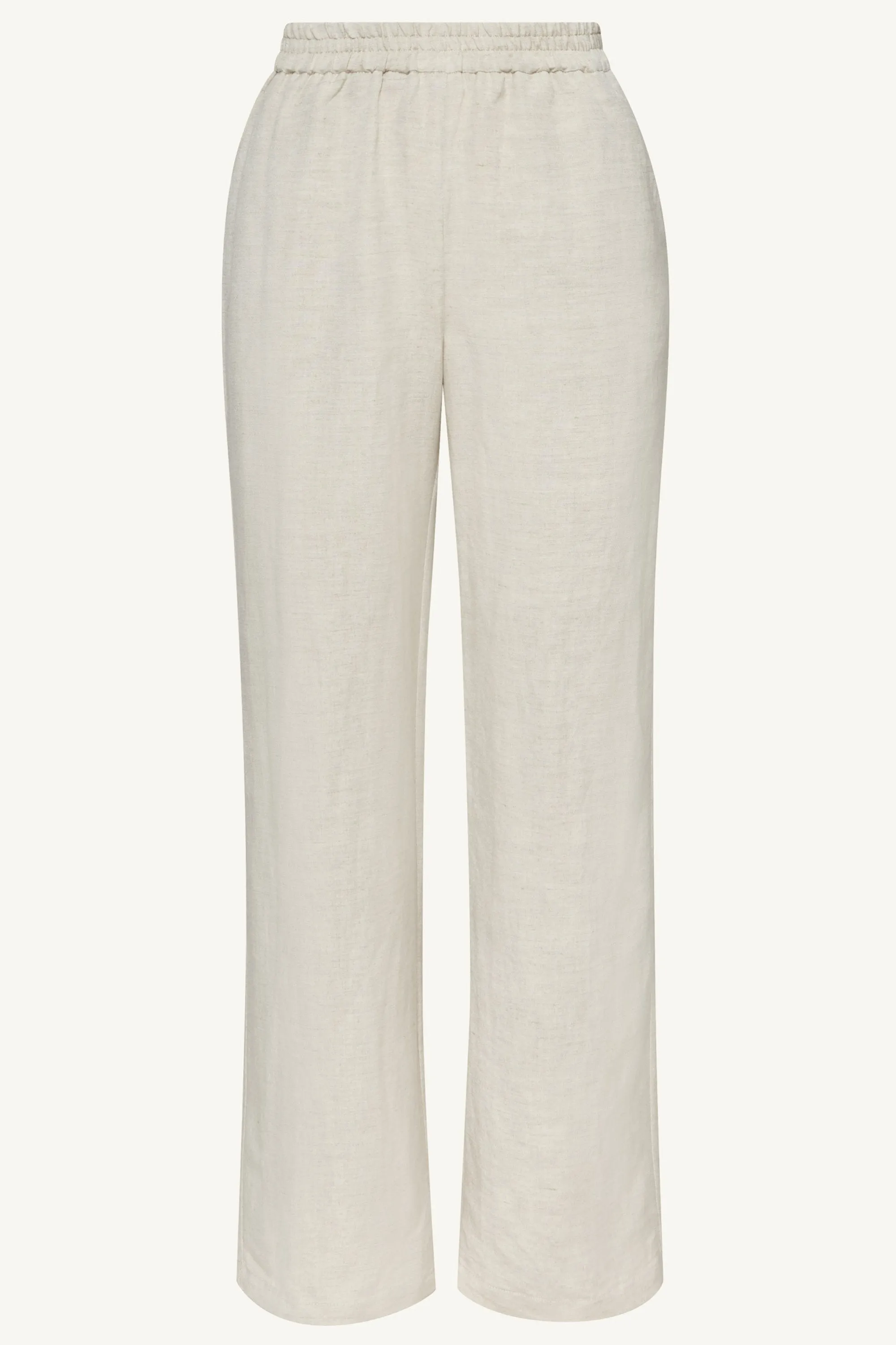 Adalila Linen Wide Leg Pants - Oatmeal