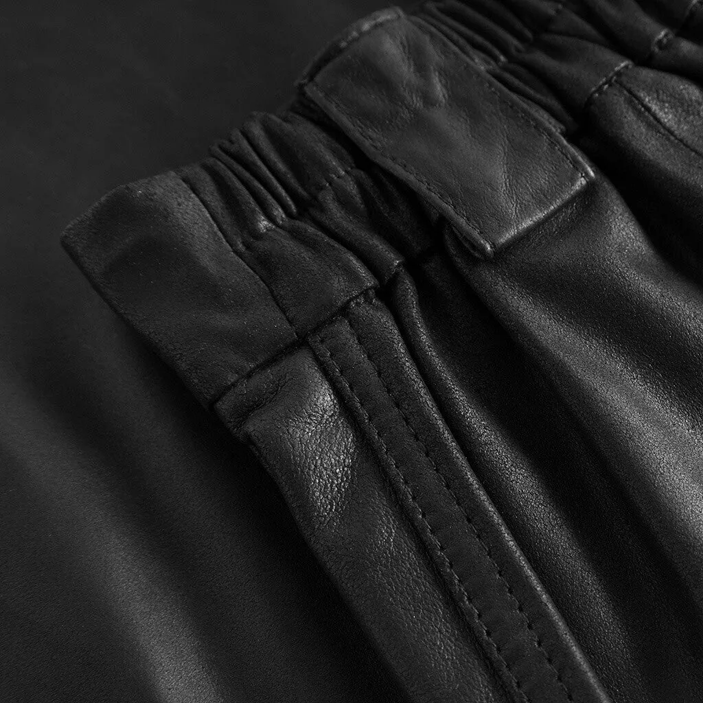 Amily straight fit cargo leather pants / 51026 - Black (Nero)