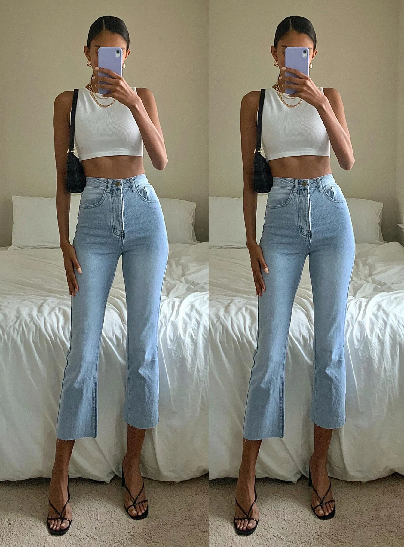 Angela Cropped Jeans Light Wash Denim