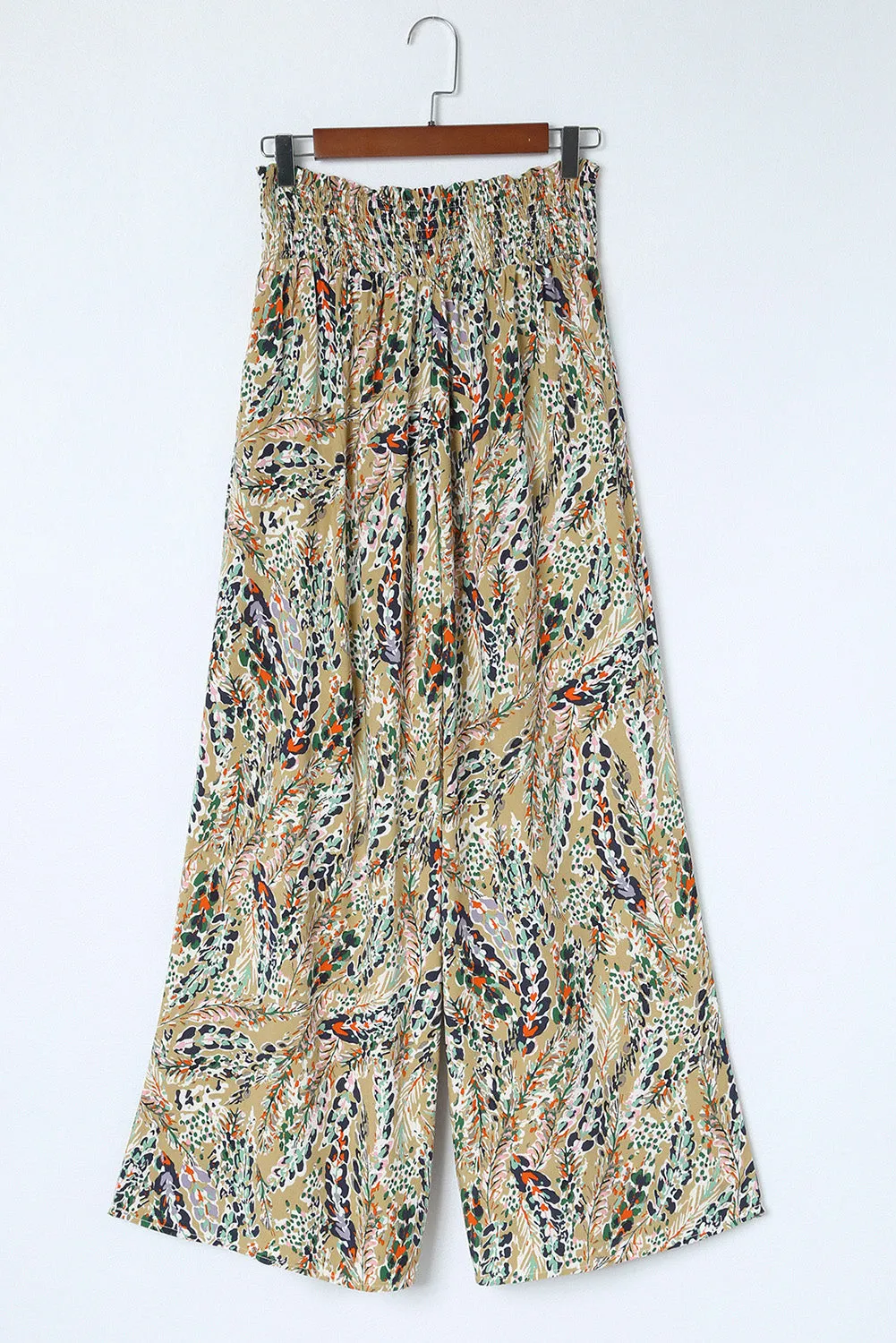 Anna Printed Smocked Waist Wide Leg Pants