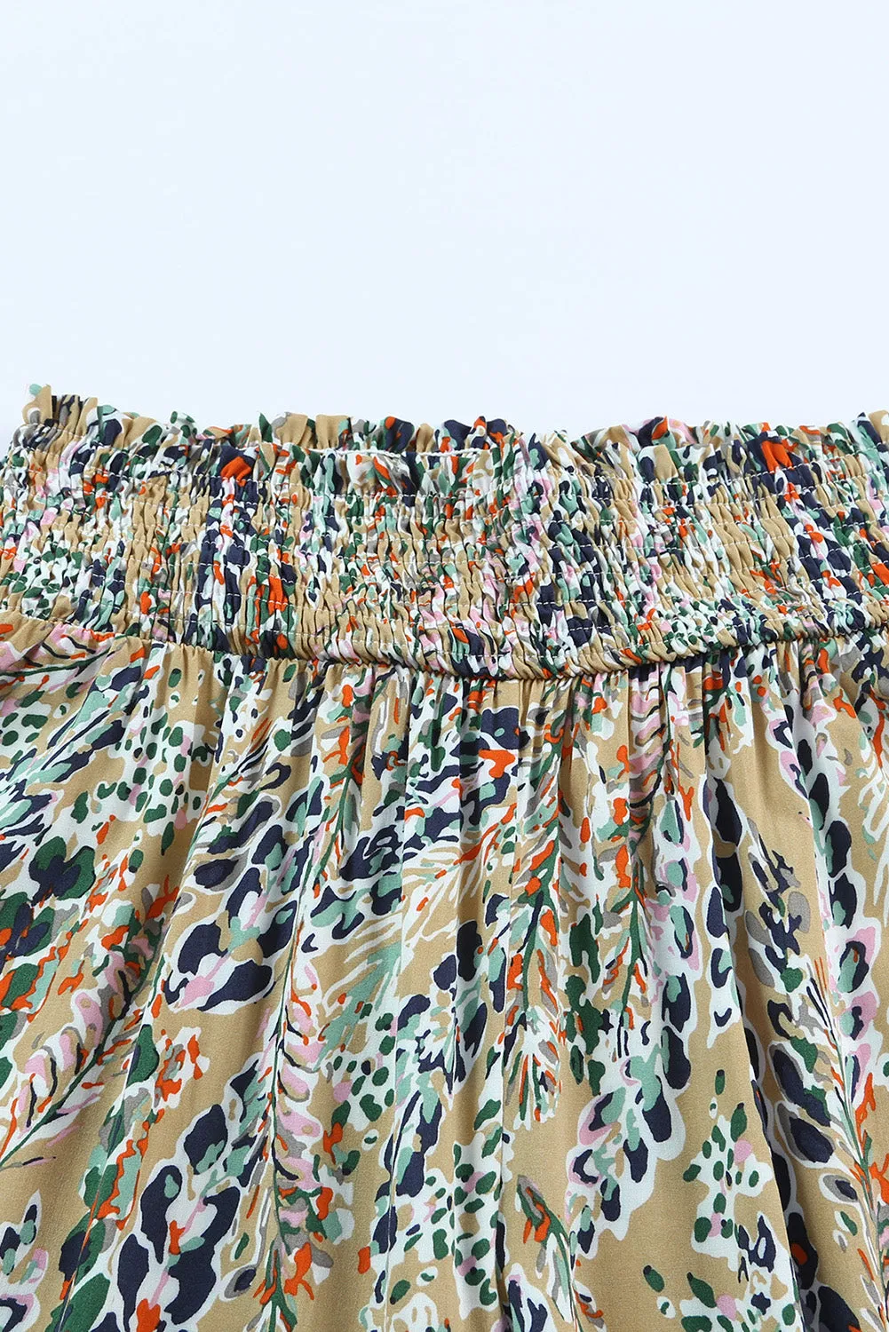 Anna Printed Smocked Waist Wide Leg Pants