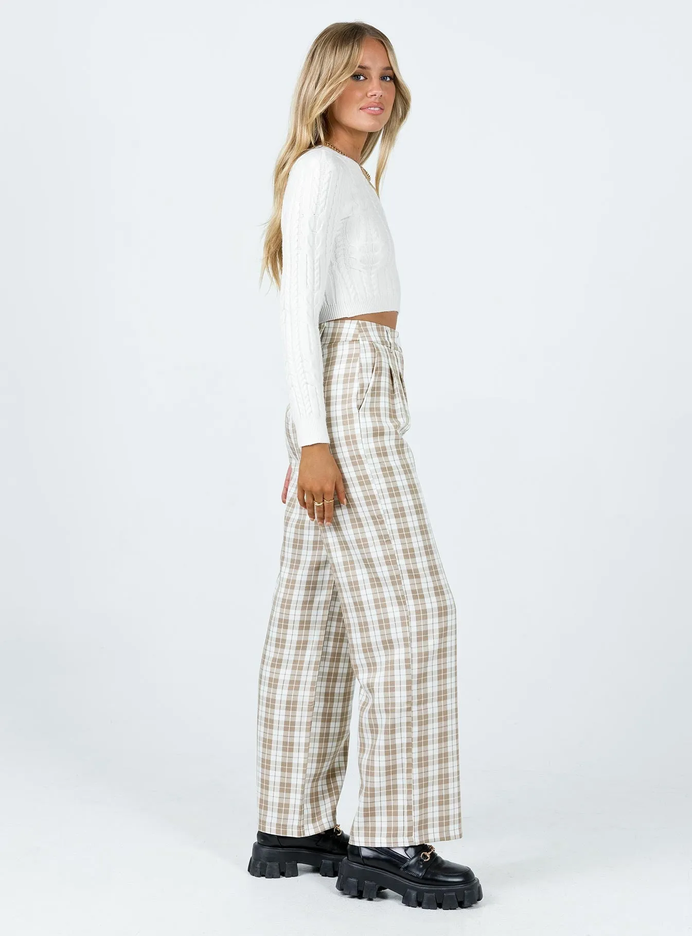 Archer Pants Beige Plaid