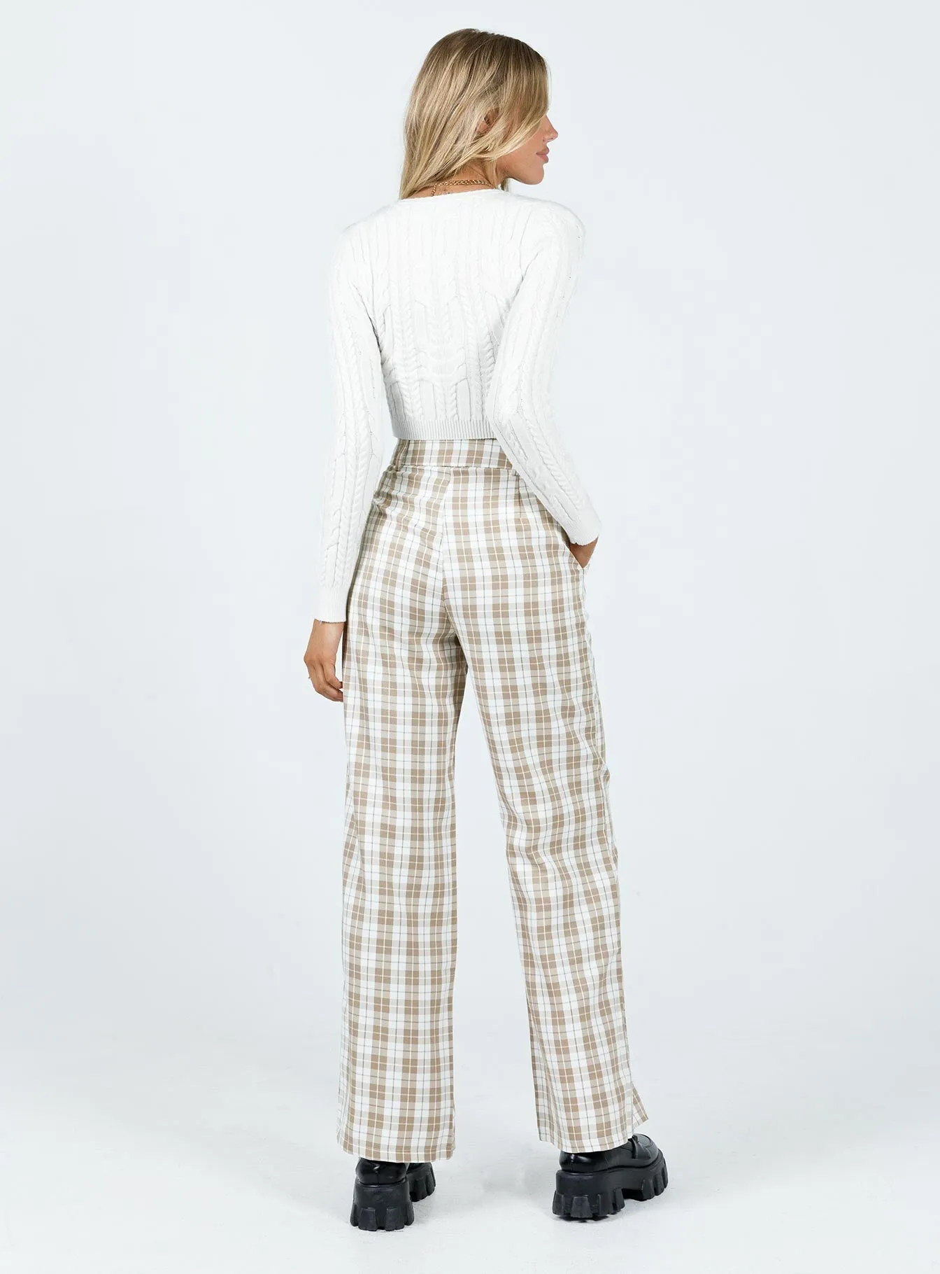 Archer Pants Beige Plaid