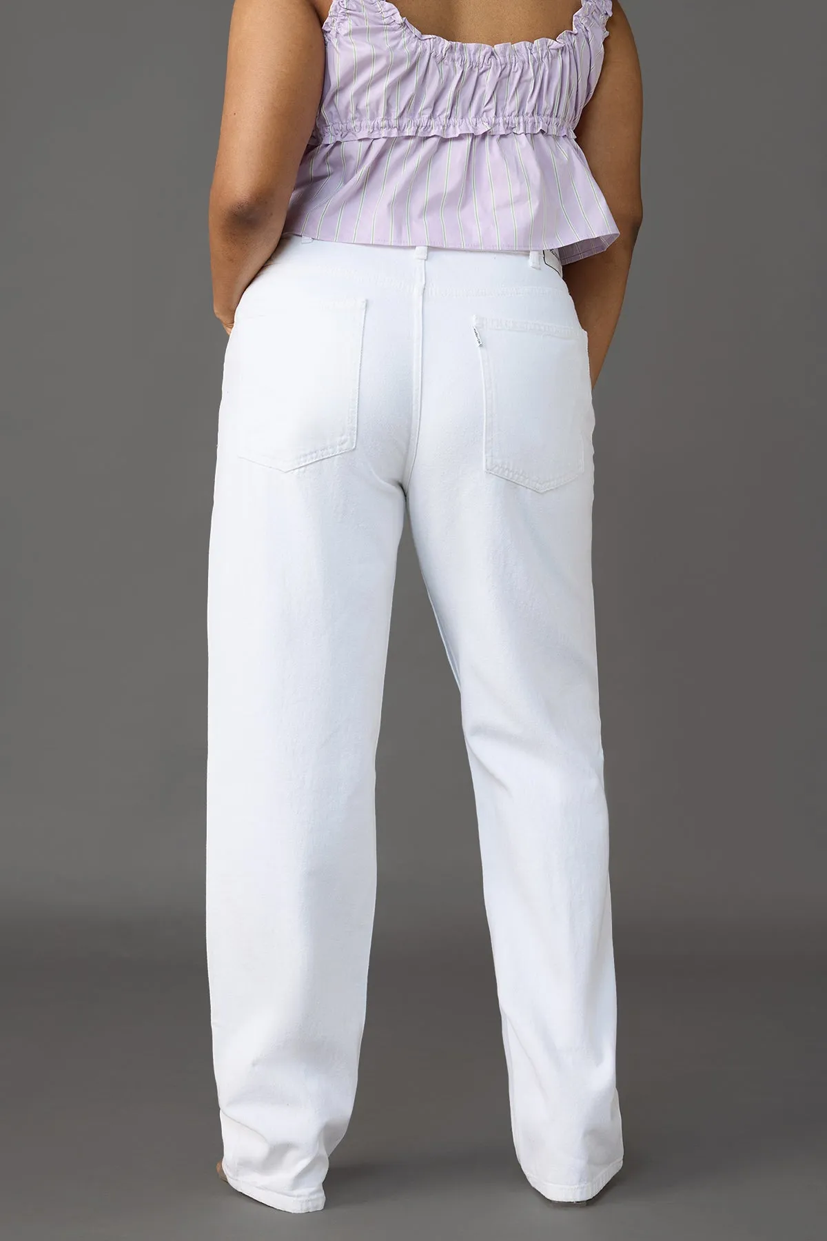 Arctic Chic White Curve Tapered Jeans