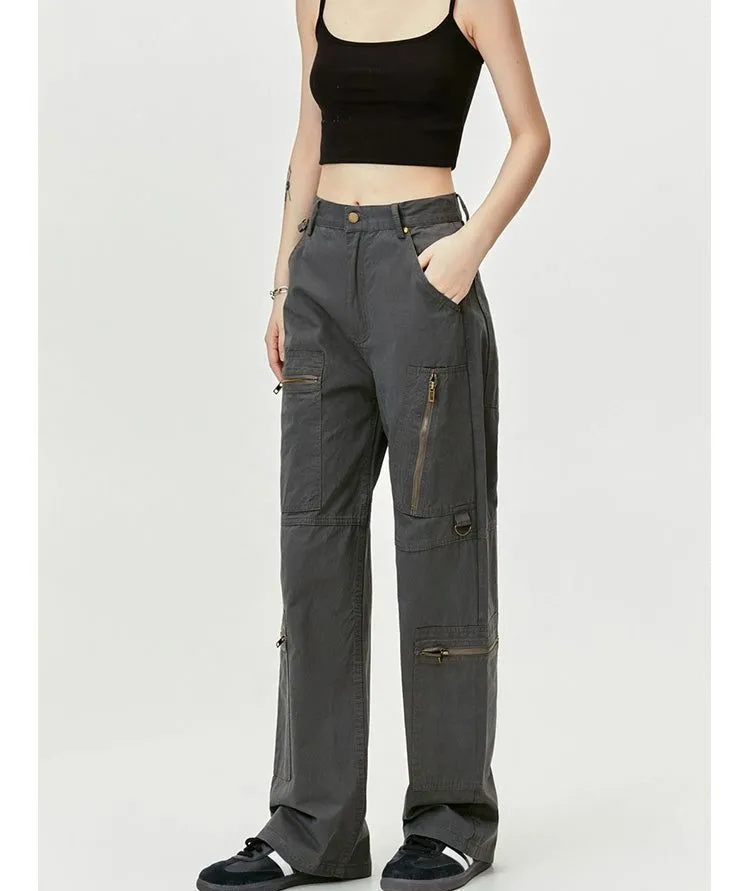 Asymmetric Zipped Pocket Cargo Pants