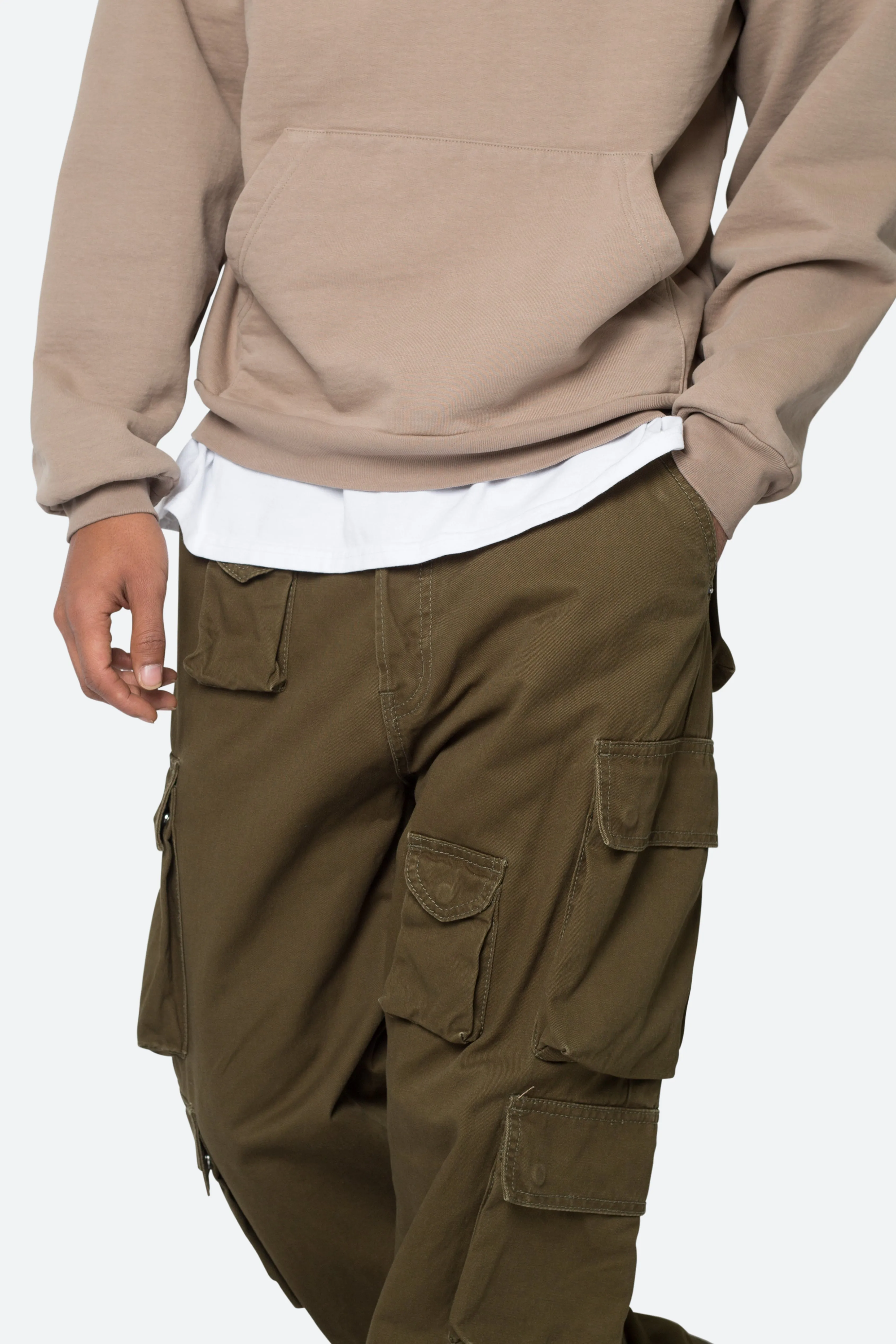 Baggy Cargo Pants - Washed Olive