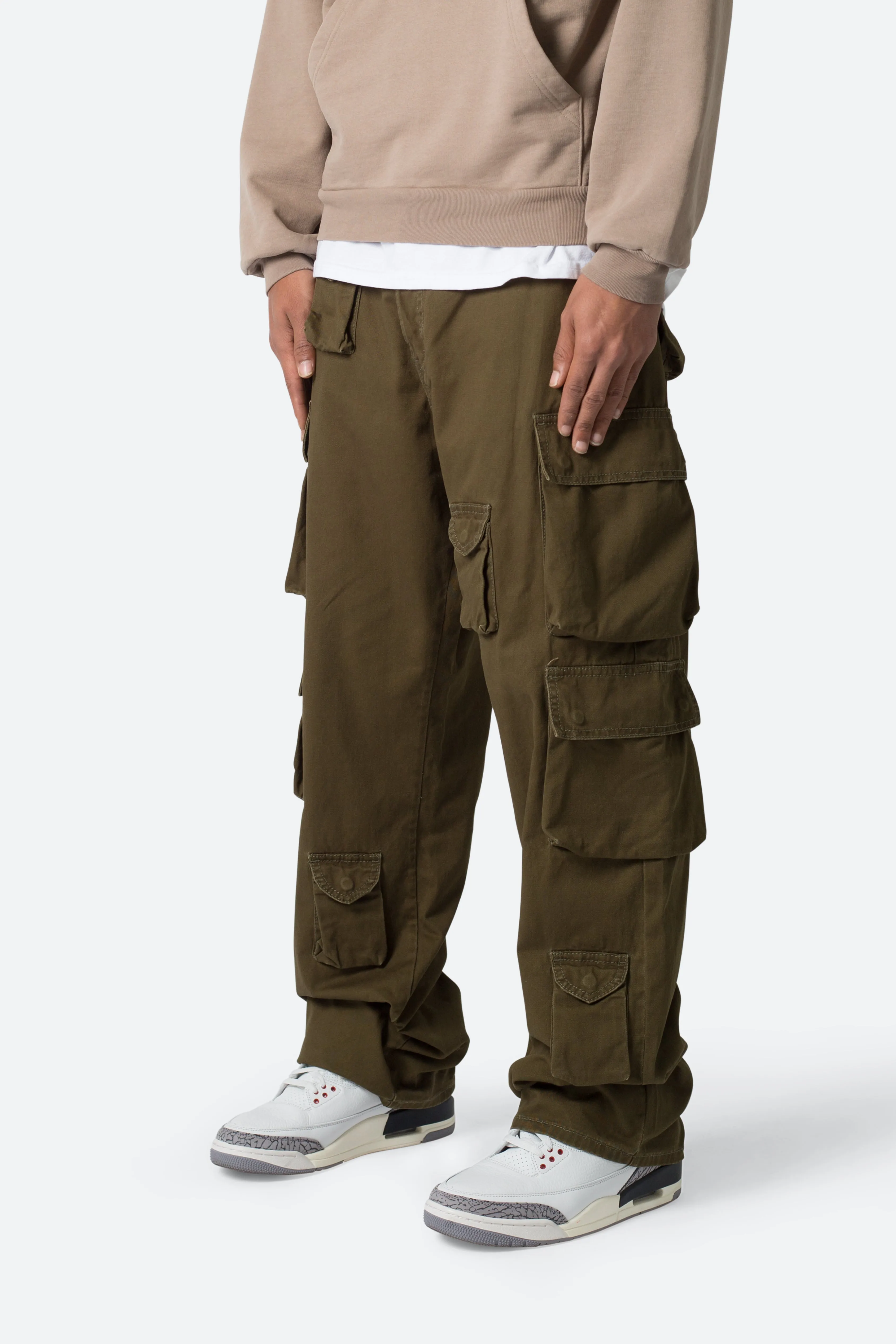 Baggy Cargo Pants - Washed Olive