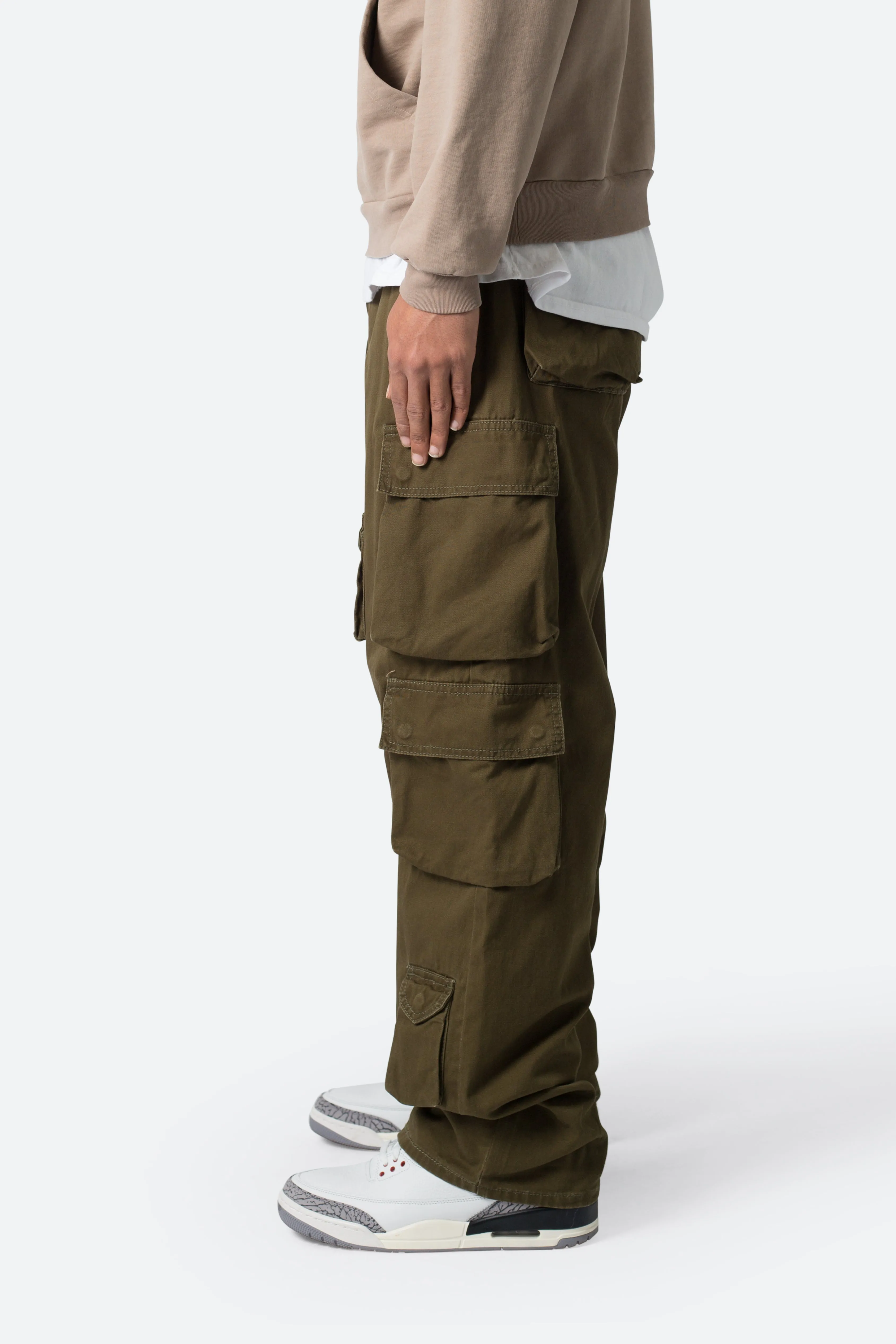 Baggy Cargo Pants - Washed Olive