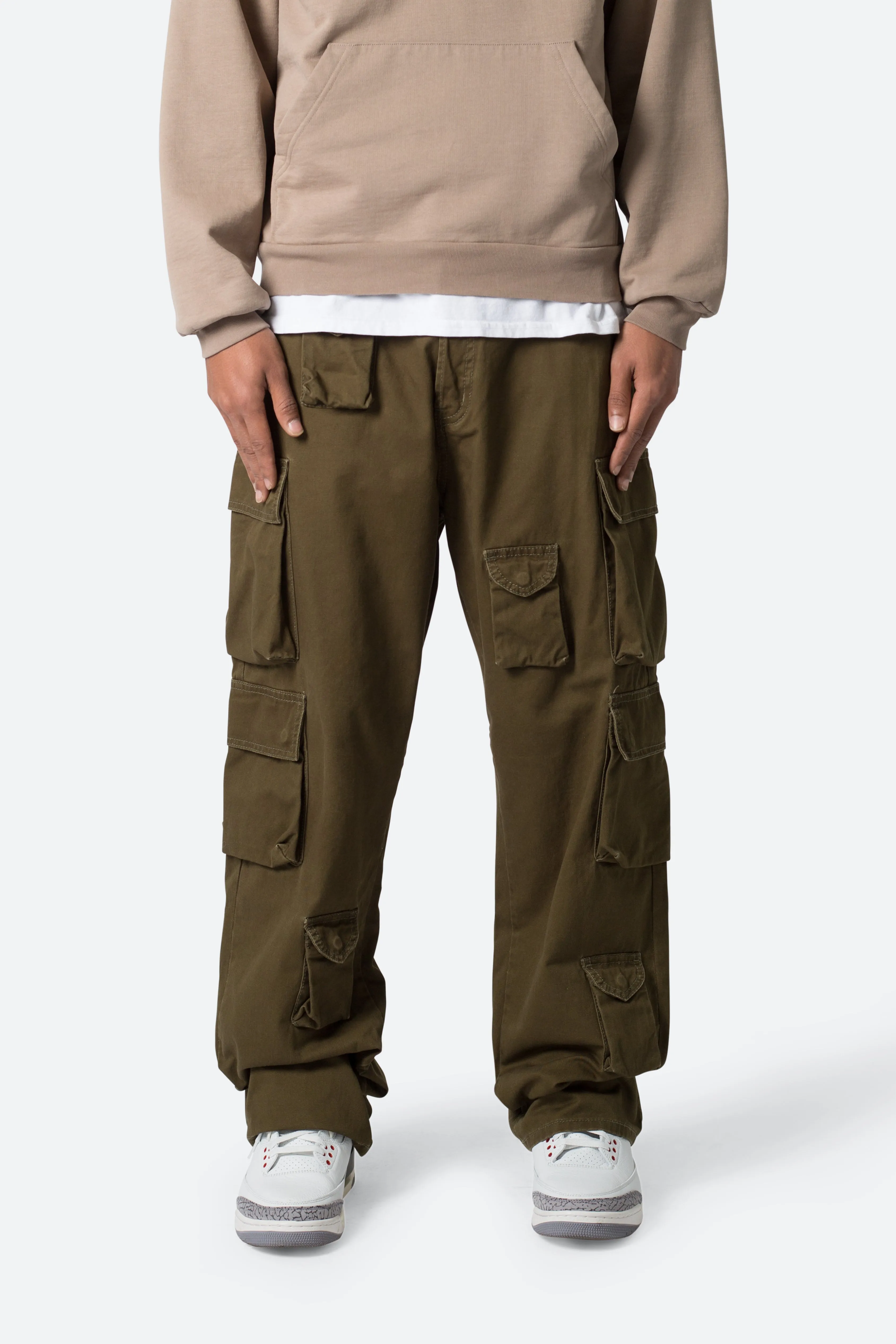 Baggy Cargo Pants - Washed Olive