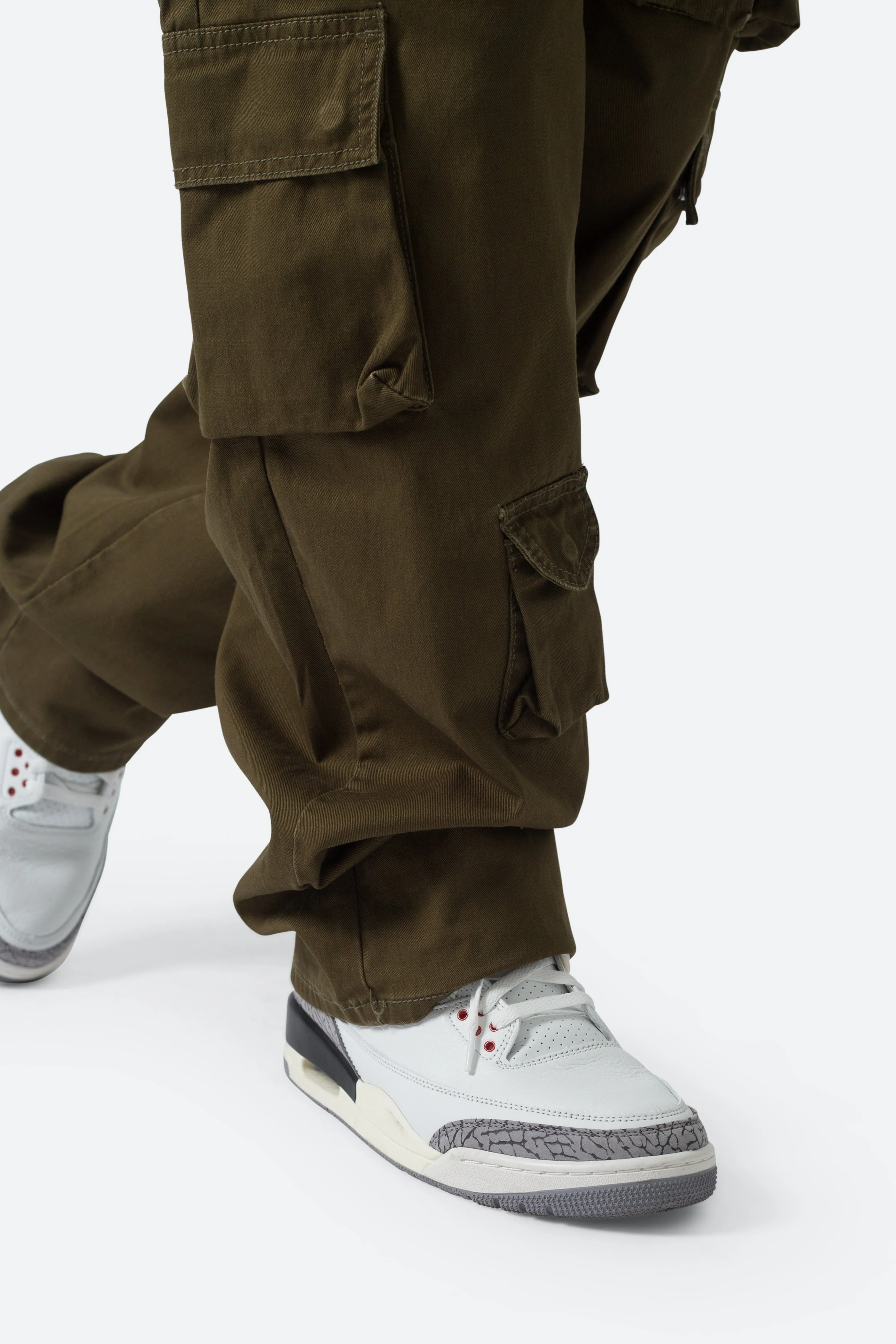 Baggy Cargo Pants - Washed Olive