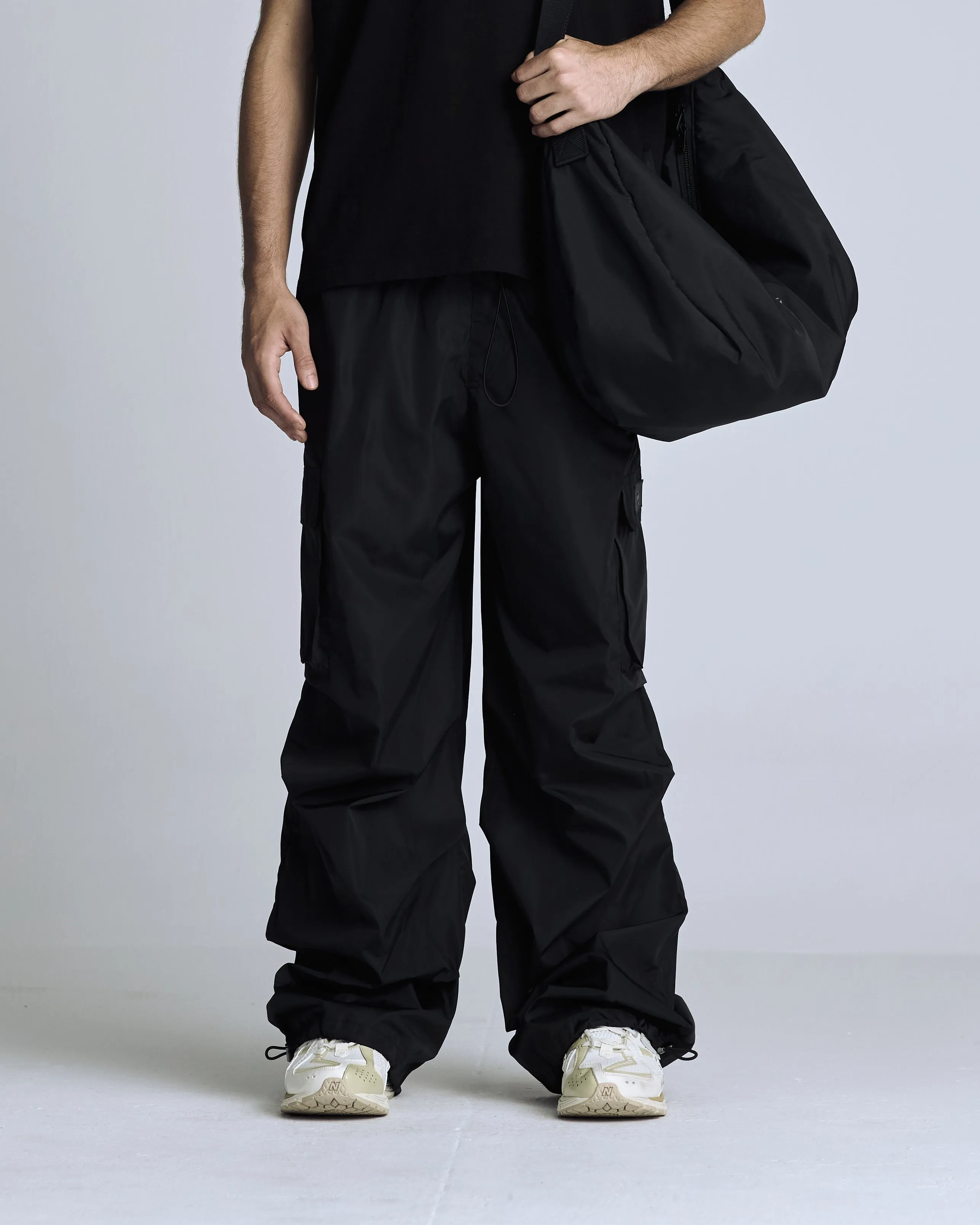 Basics Parachute Cargo Pants Black