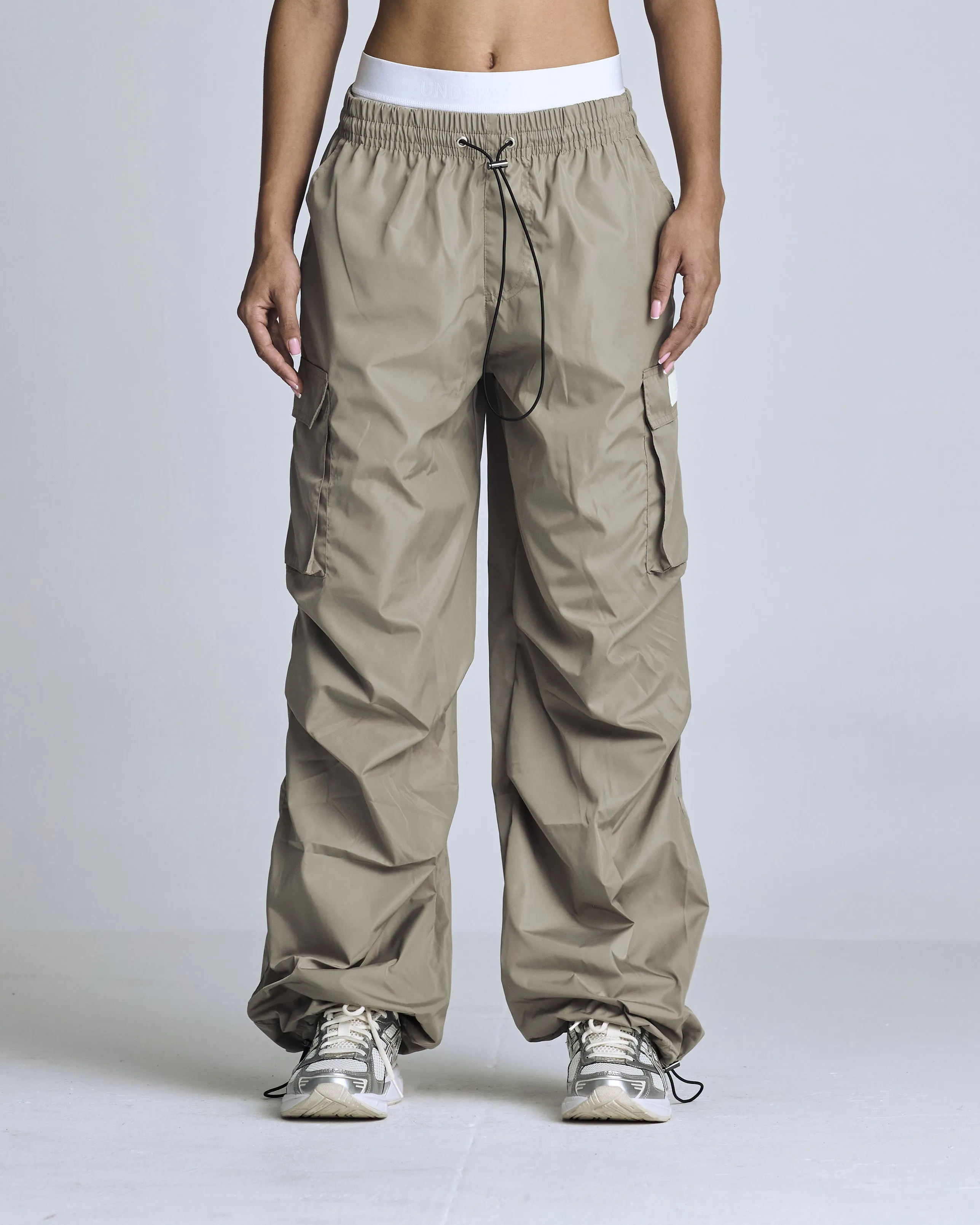 Basics Parachute Cargo Pants Cream