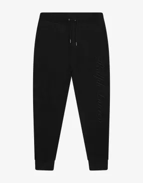 Black Logo Embroidery Sweat Pants -