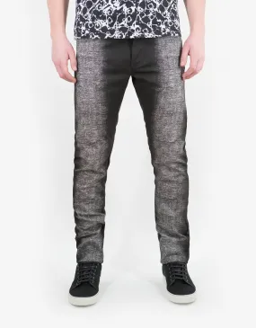 Black Spray Paint Effect Slim Cotton Jeans -