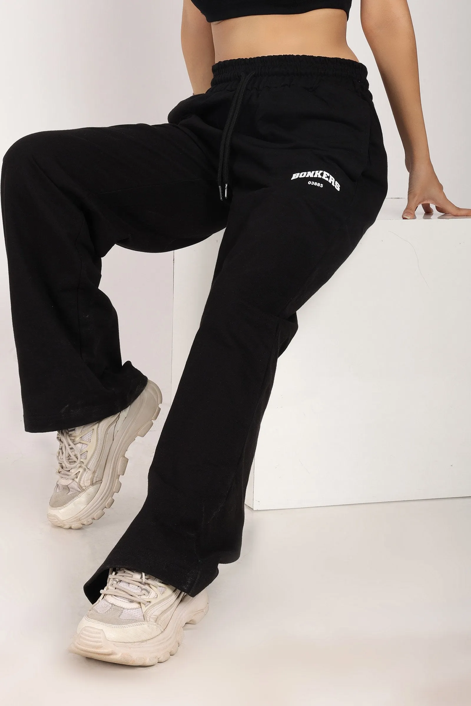 Black Wide-Leg Sweatpants