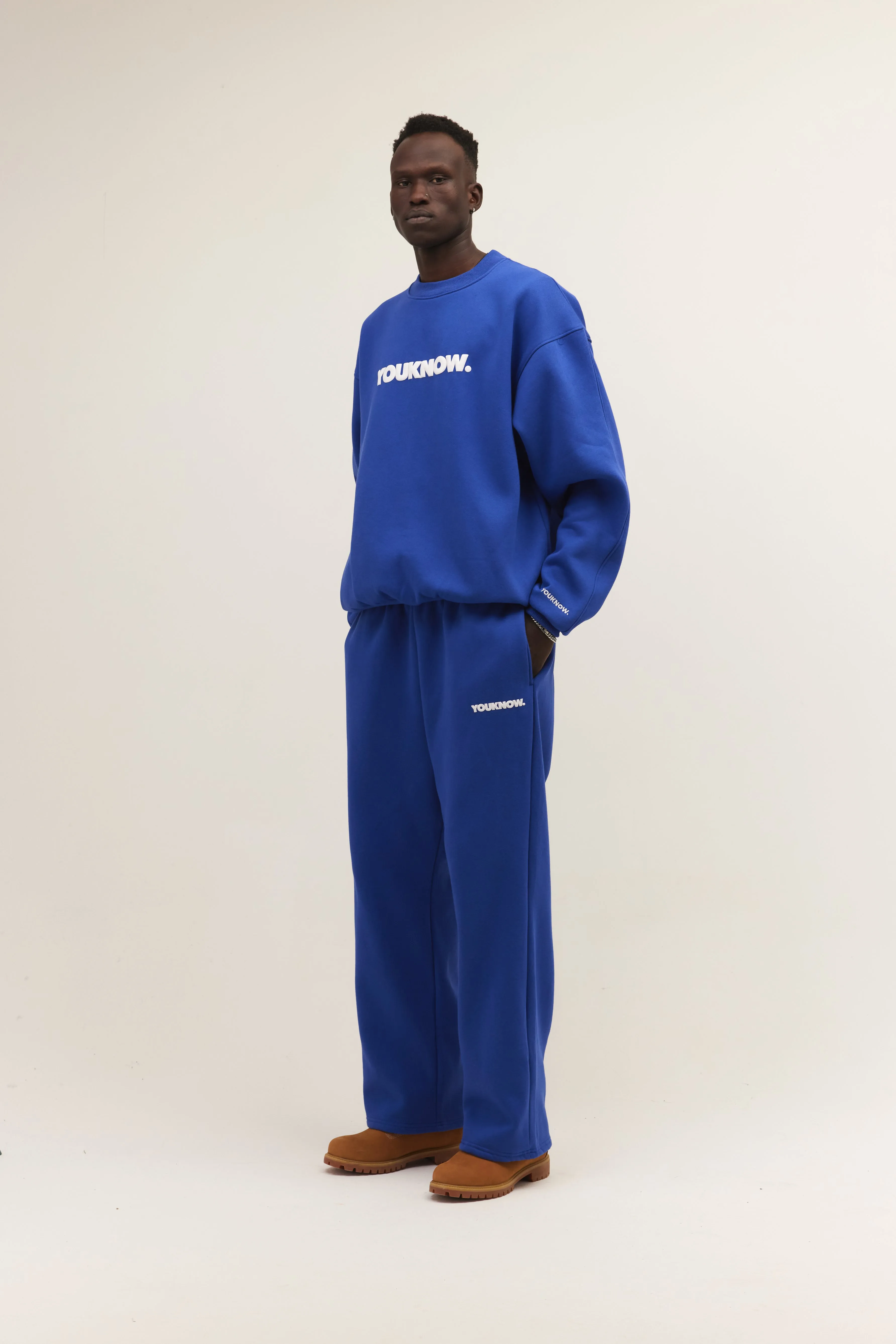 BLOCK WIDE-LEG SWEATPANTS | BLUE