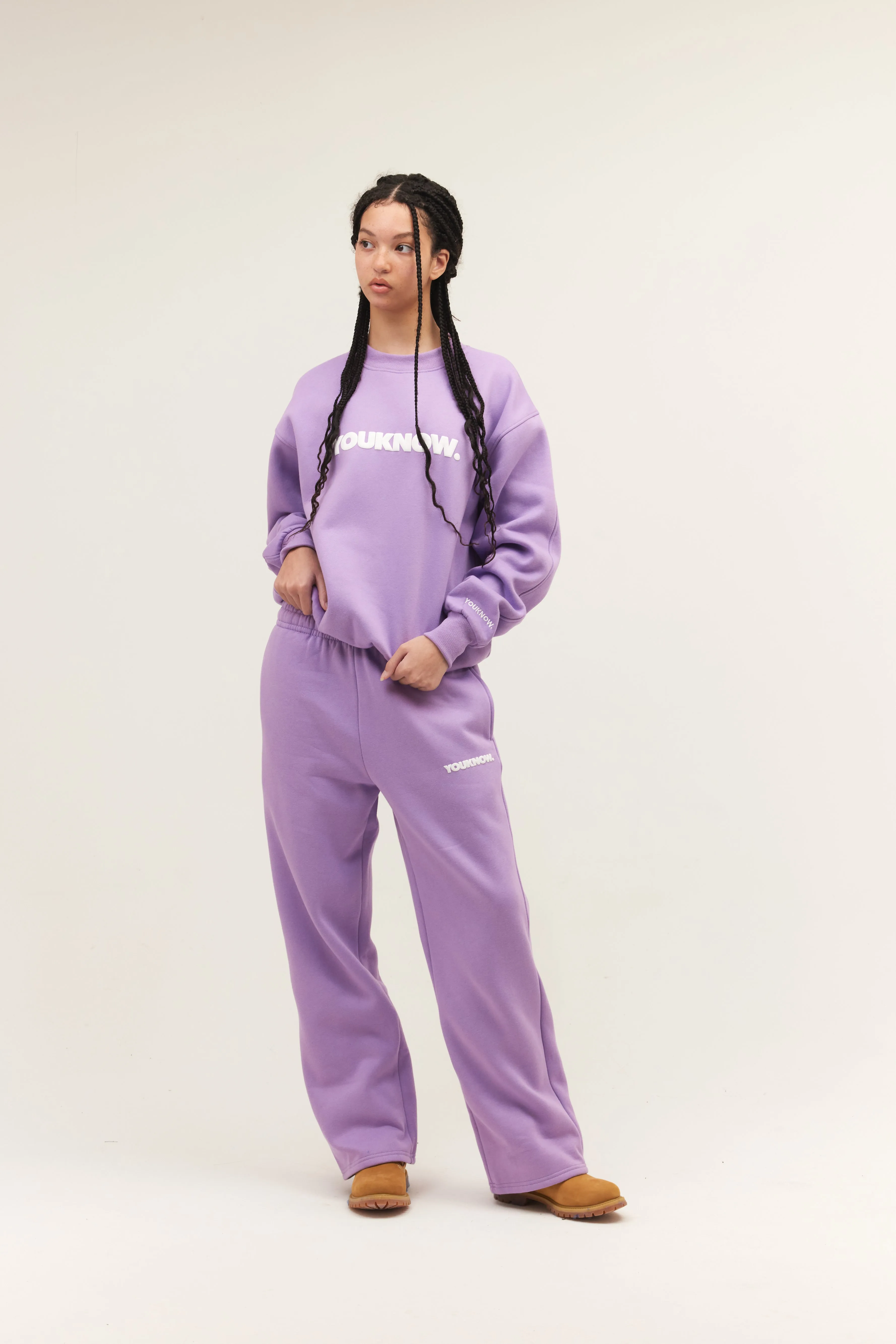 BLOCK WIDE-LEG SWEATPANTS | LILAC