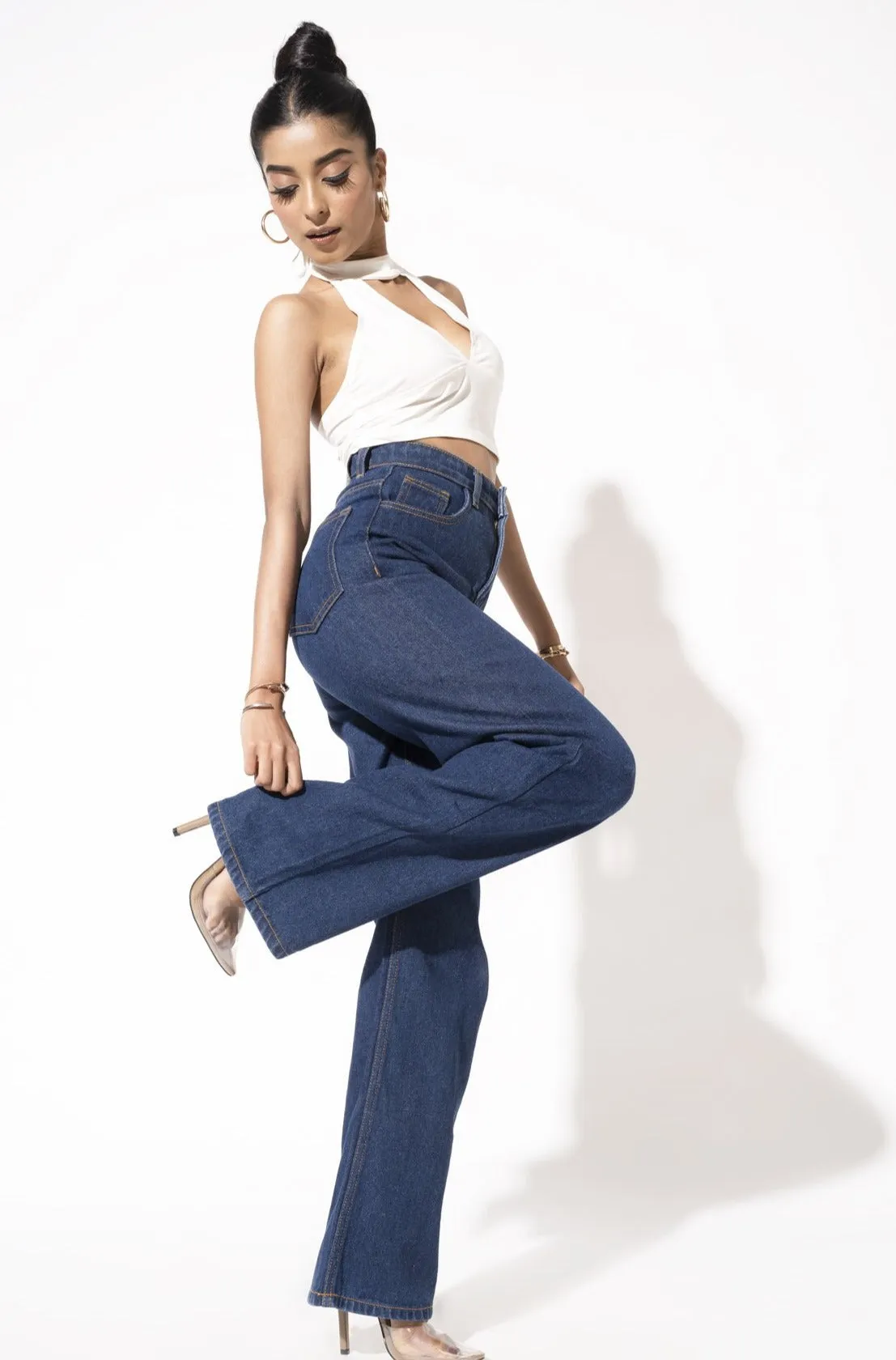 Blueberry Wide Leg High Rise Jeans