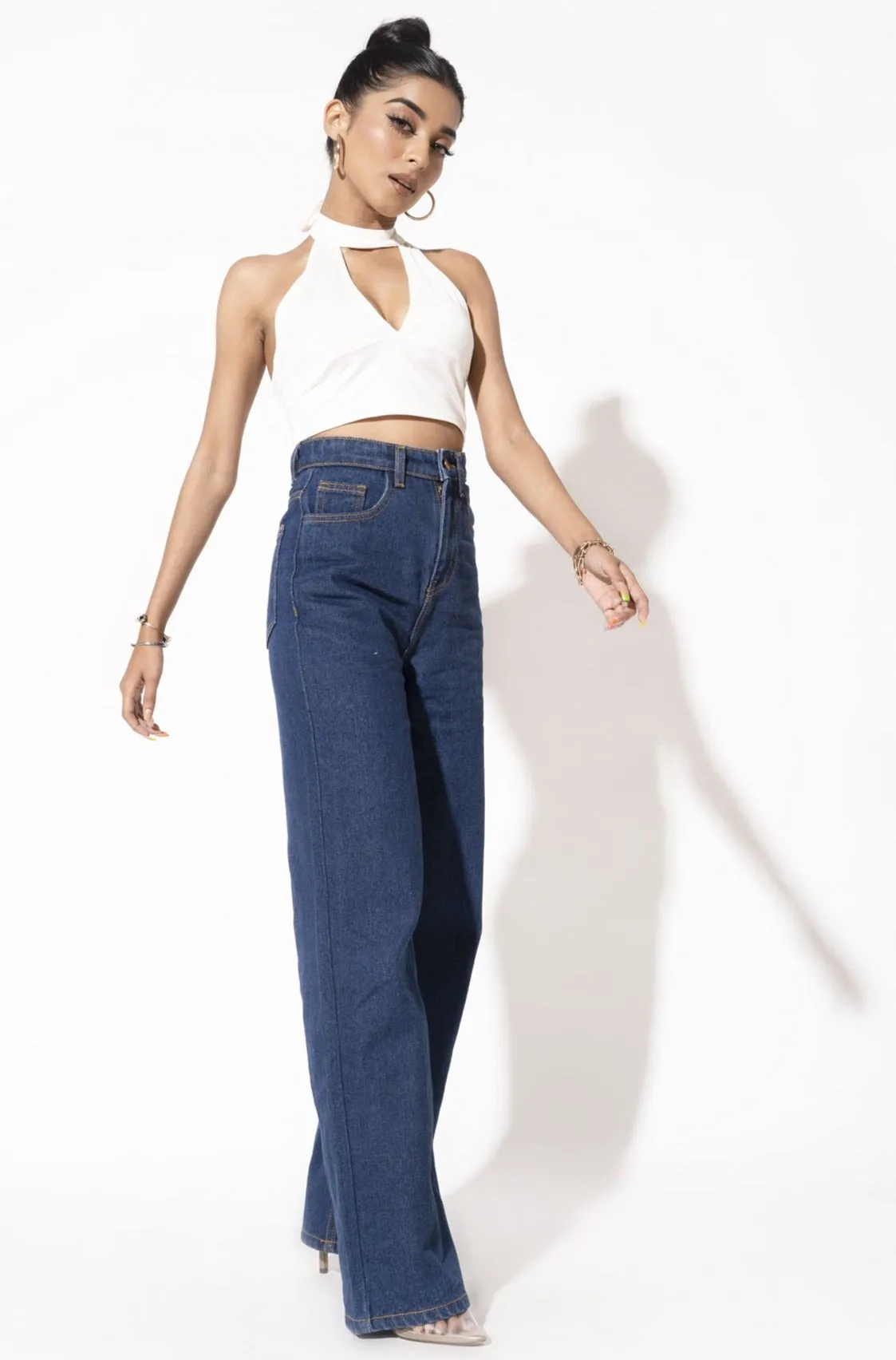 Blueberry Wide Leg High Rise Jeans