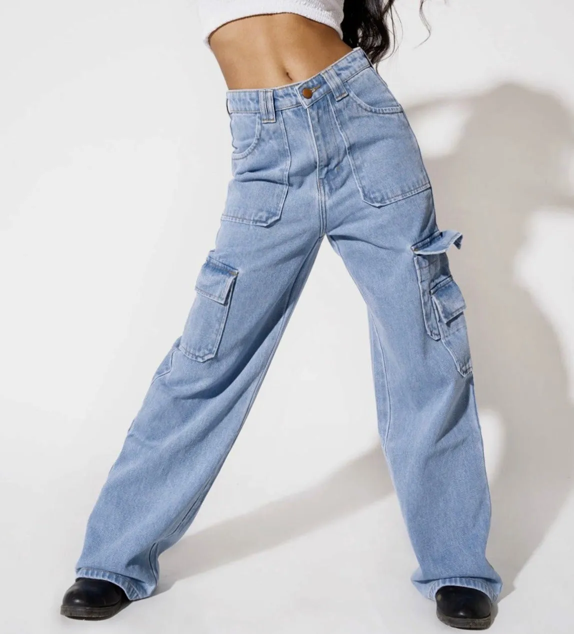 Boyfriend Cargo Wide Leg Denims