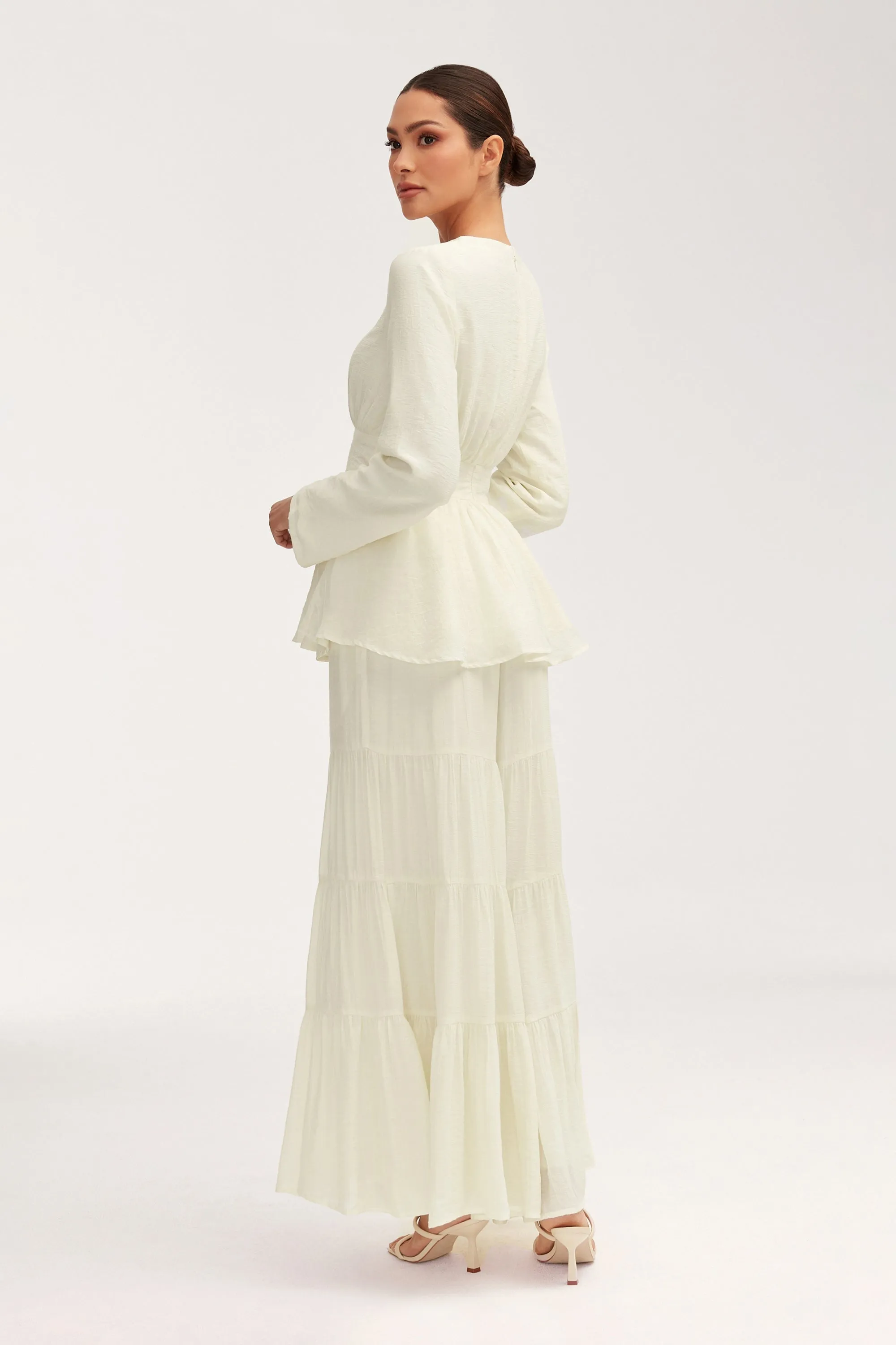 Bushra Palazzo Wide Leg Pants - Off White