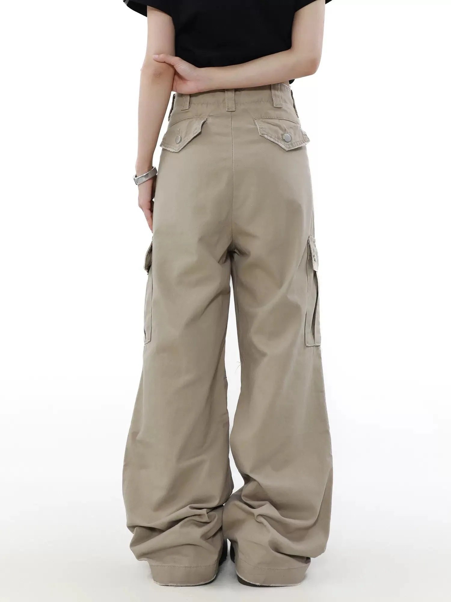 Button Flap Pocket Cargo Pants