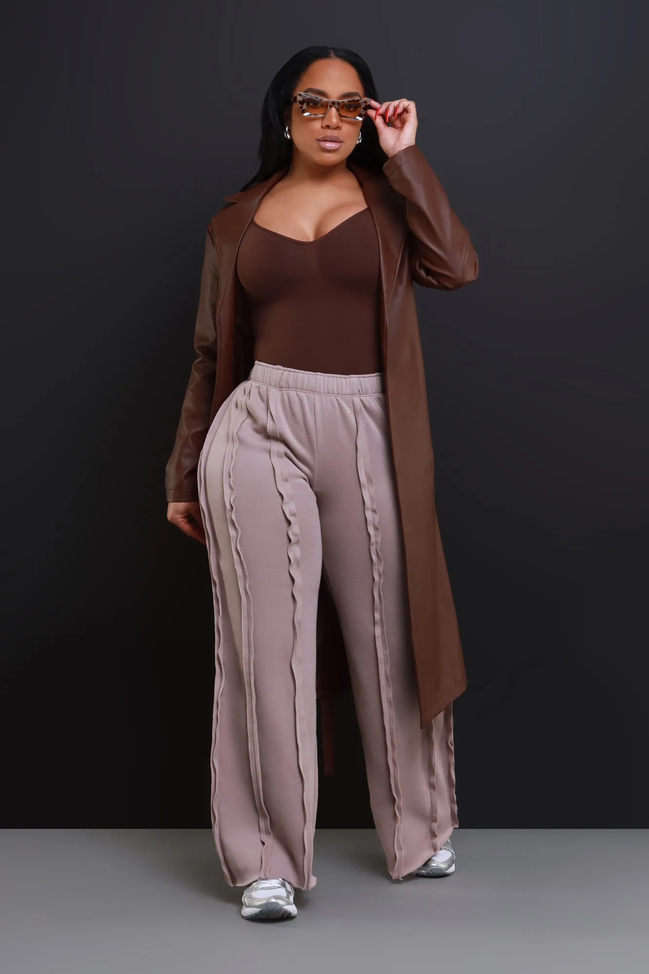 Can't Keep Up Wide Leg Pants - Mocha