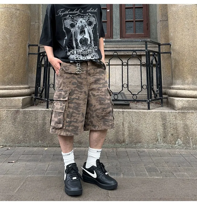 Cargo Camouflage Denim Shorts