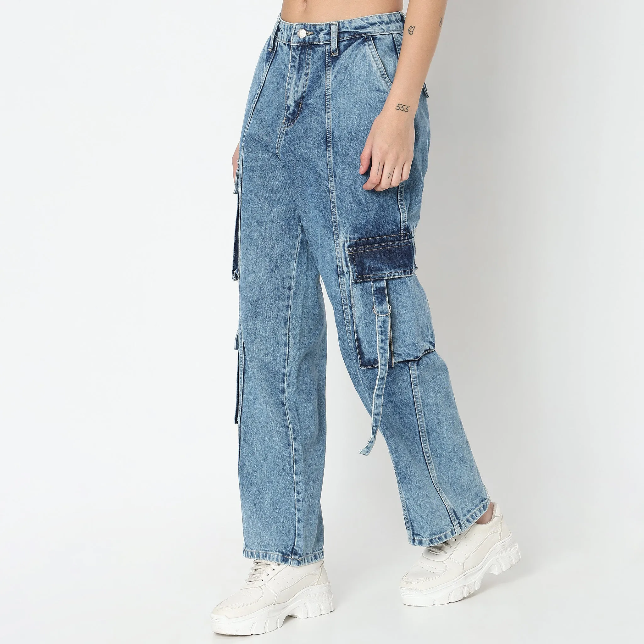 Cargo Fit High Rise Jeans