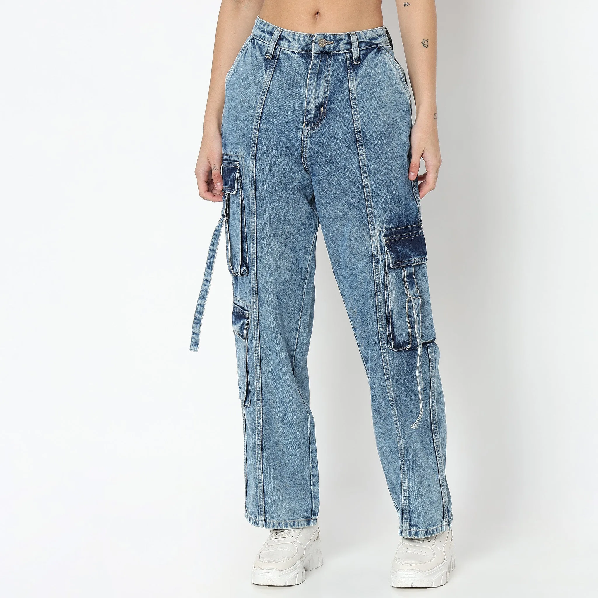 Cargo Fit High Rise Jeans