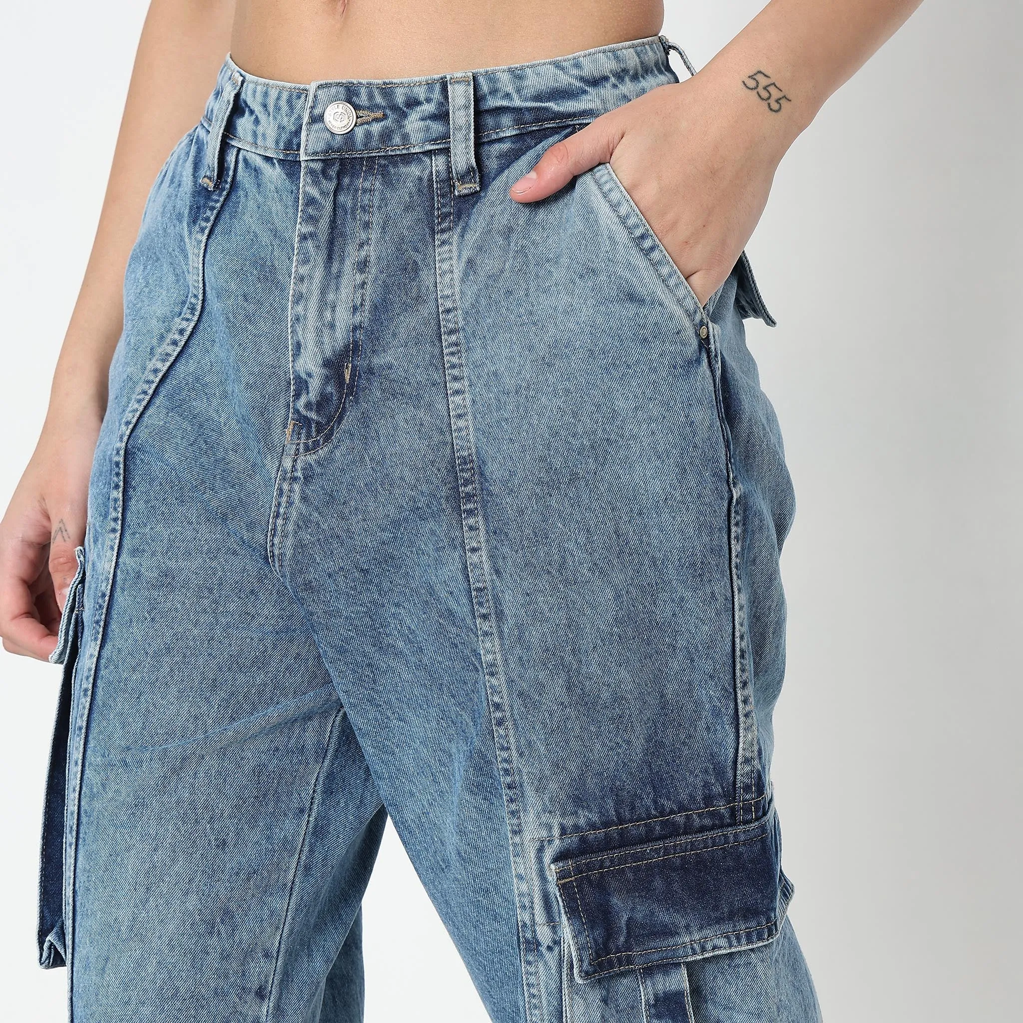 Cargo Fit High Rise Jeans