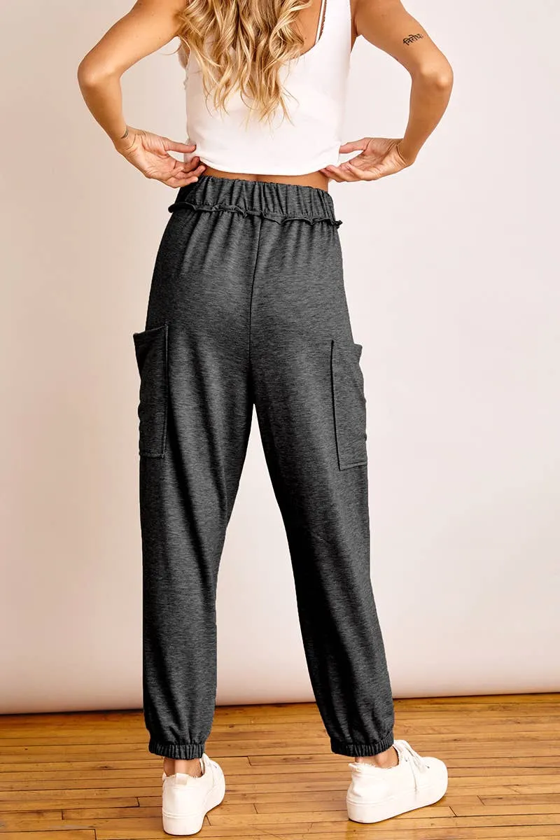 CHARCOAL SIDE POCKET JOGGER PANTS