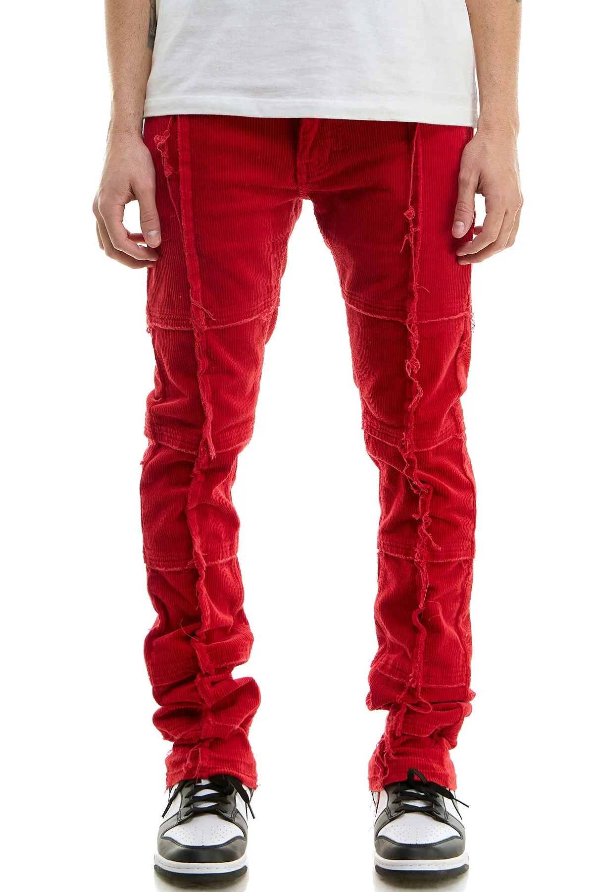 Corduroy Stacked Pants in Red