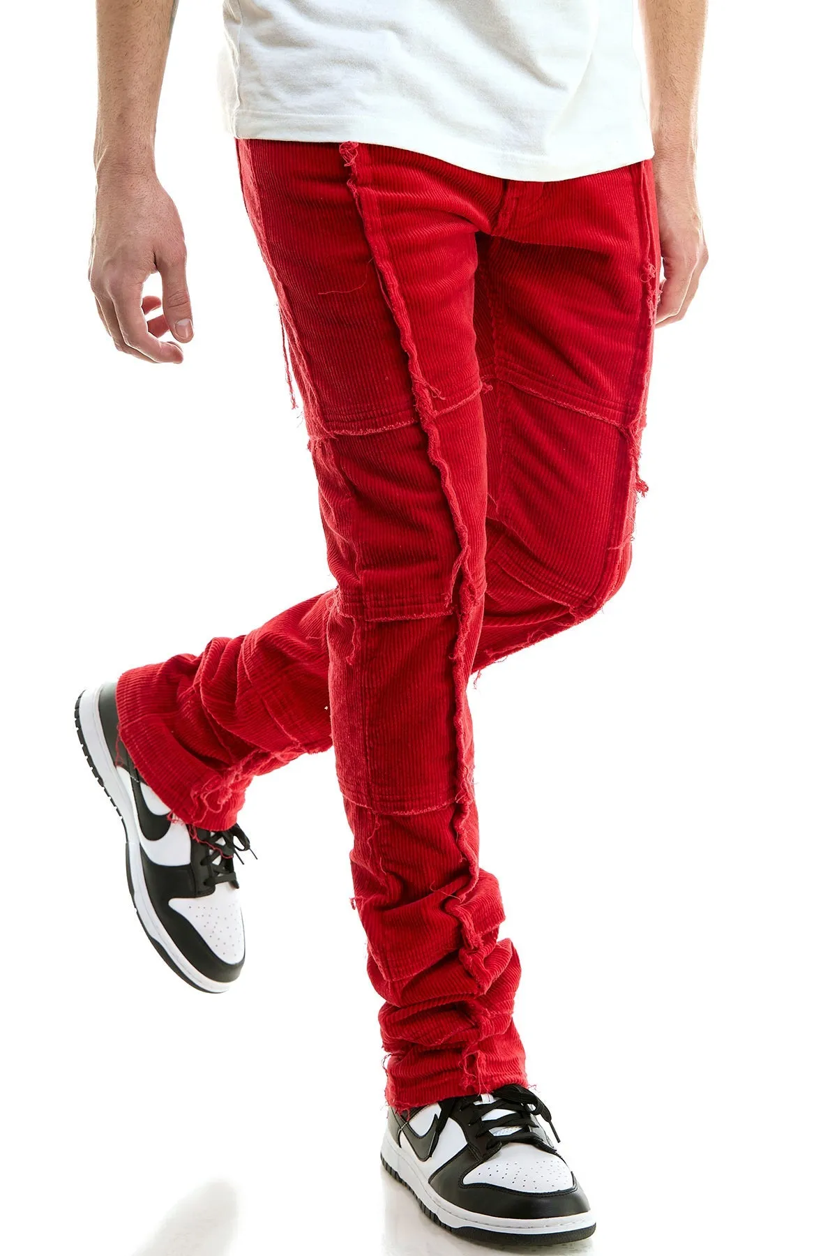 Corduroy Stacked Pants in Red