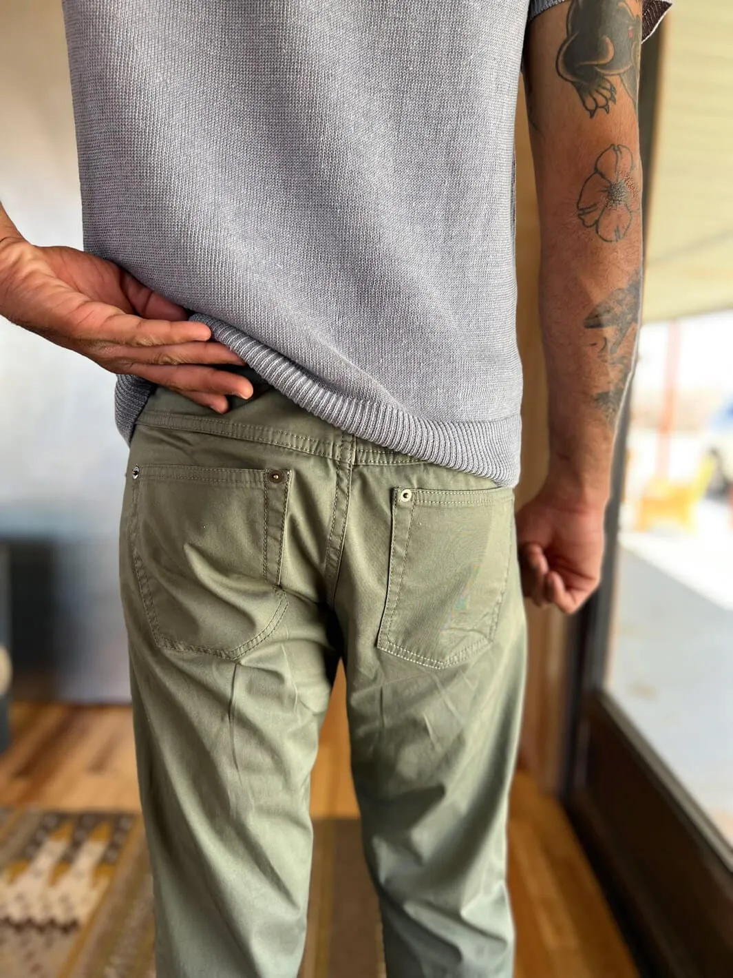 Cotton Twill Pants - Olive Green