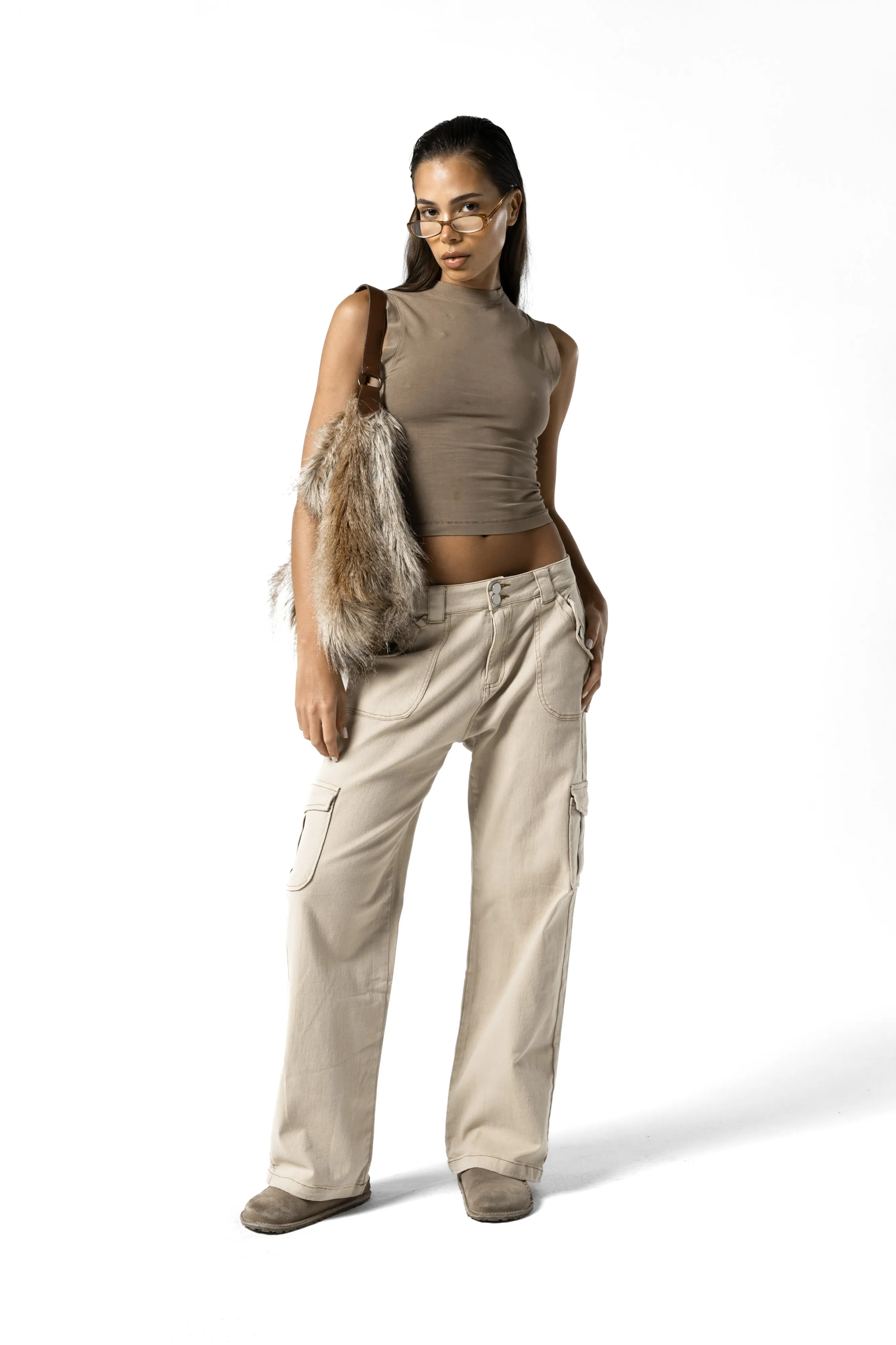 Coyote Cargo Pants in Tan Wash