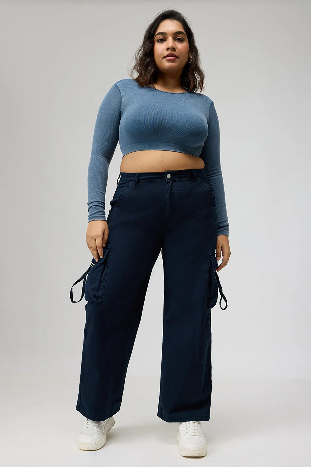 Curve Deep Blue Cargo Pants