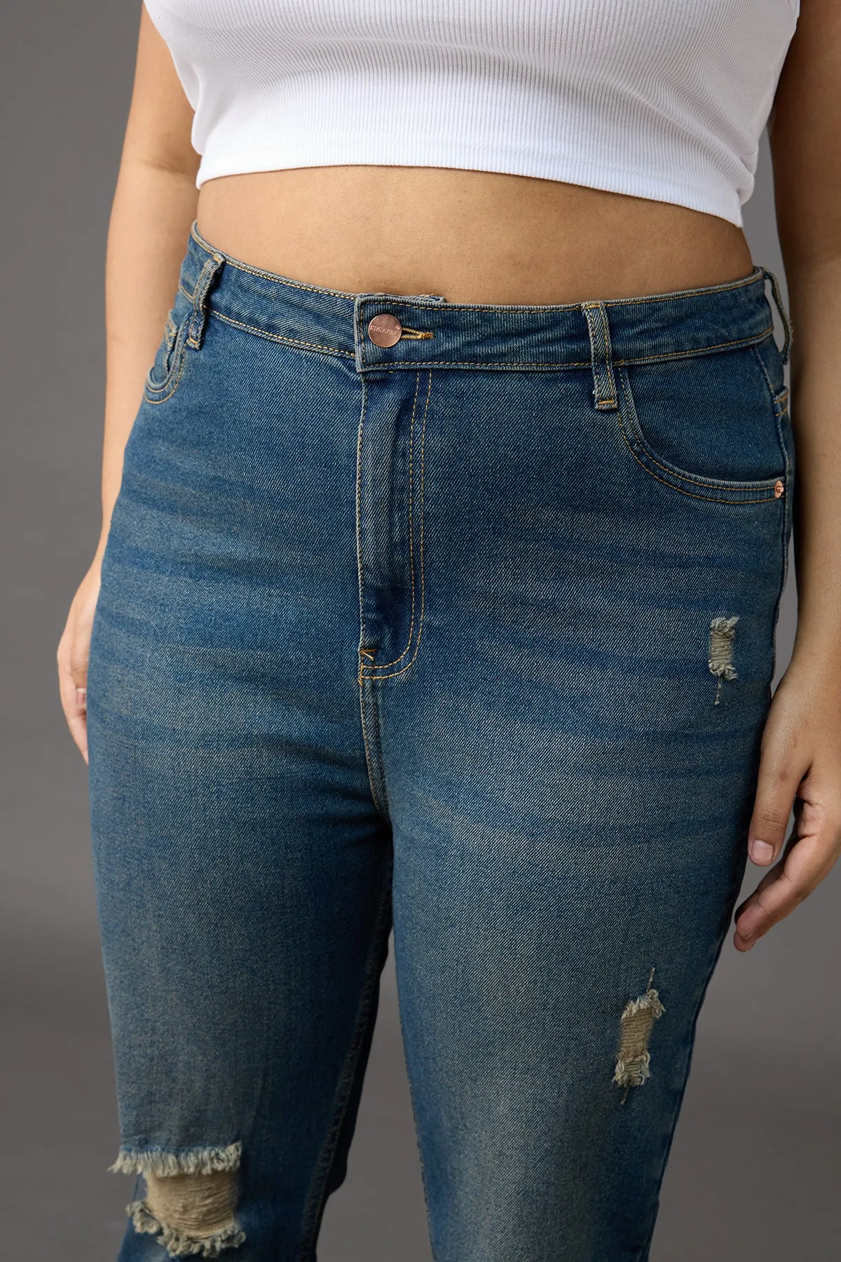 Curve Vintage Blue Stretch Bootcut Jeans