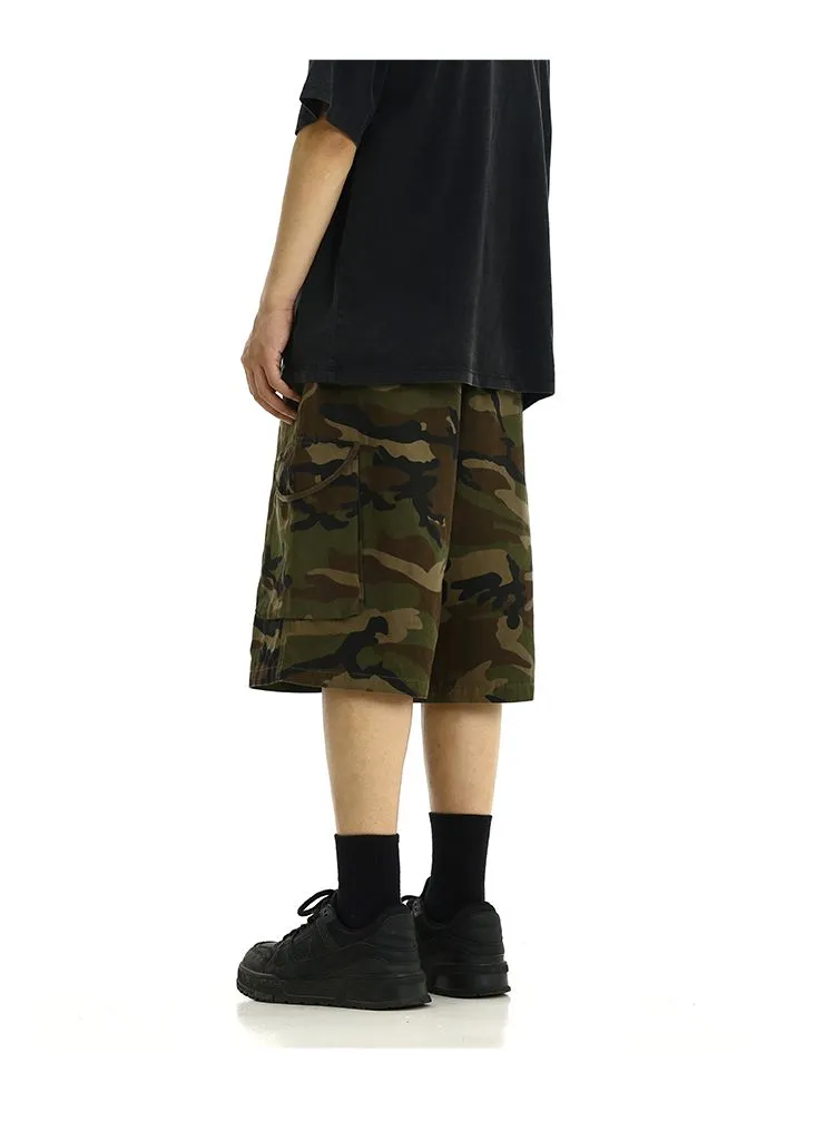 Drawstring Camouflage Cargo Shorts