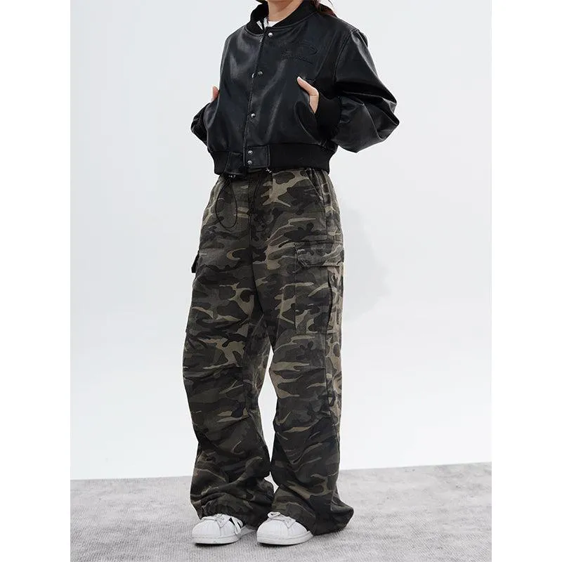 Drawstring Camouflage Pattern Cargo Pants