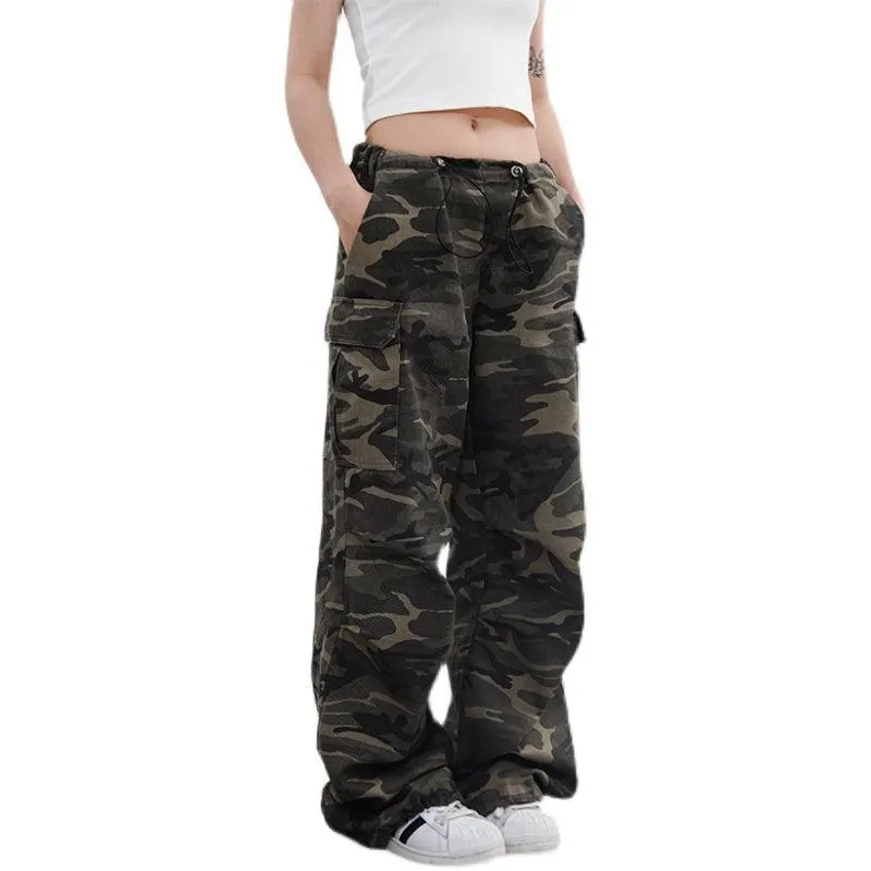 Drawstring Camouflage Pattern Cargo Pants