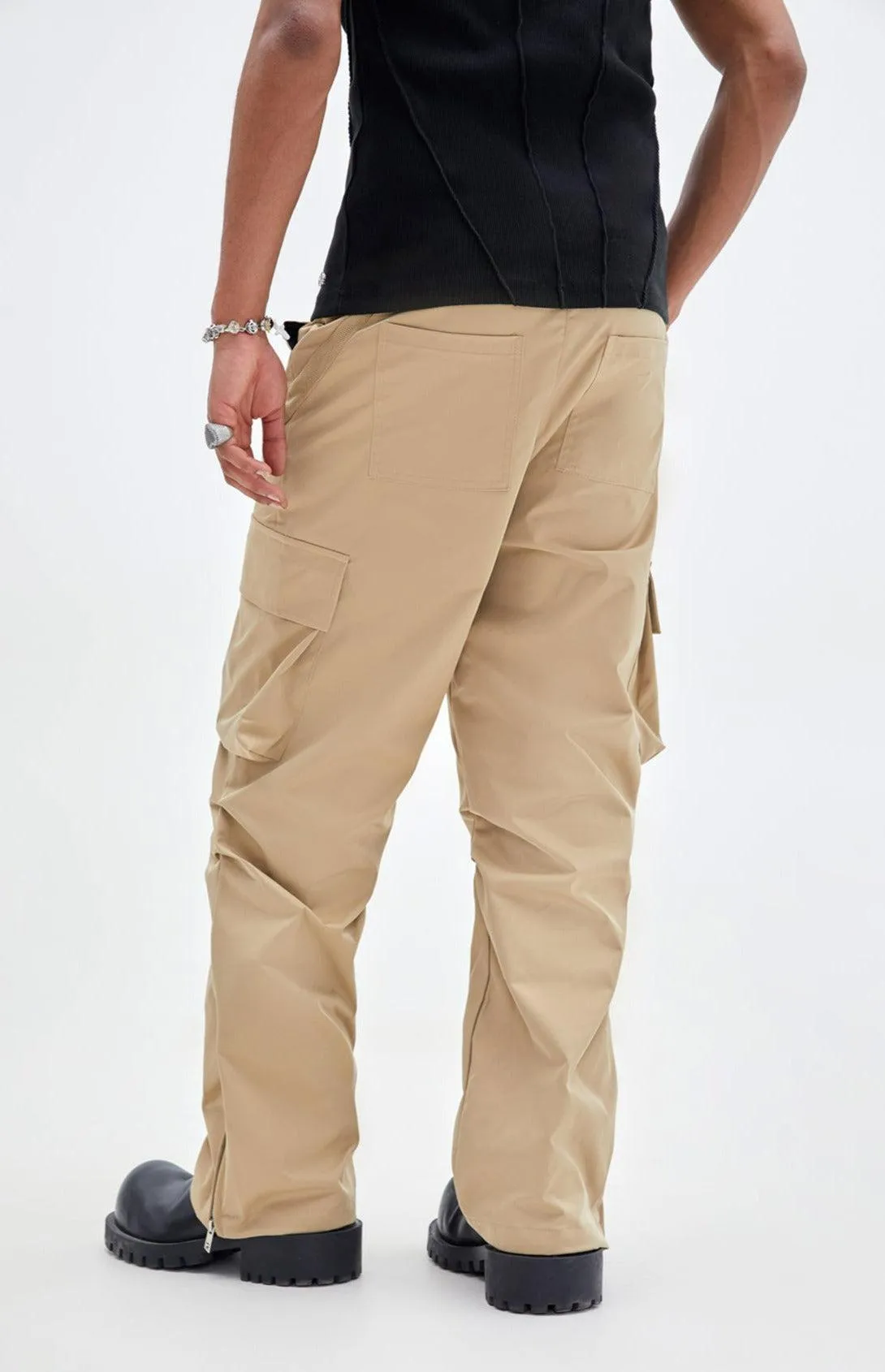 Drawstring Pleats Cargo Style Pants