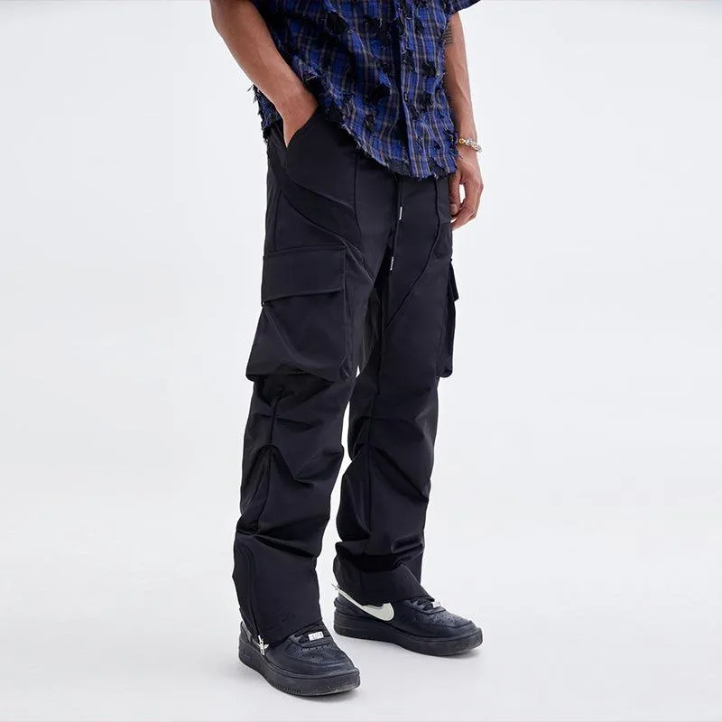 Drawstring Pleats Cargo Style Pants