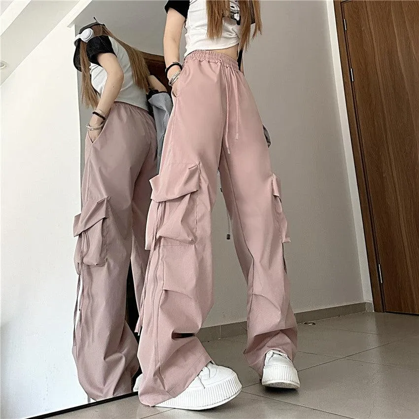 Drawstring Wide Leg Cargo Pants