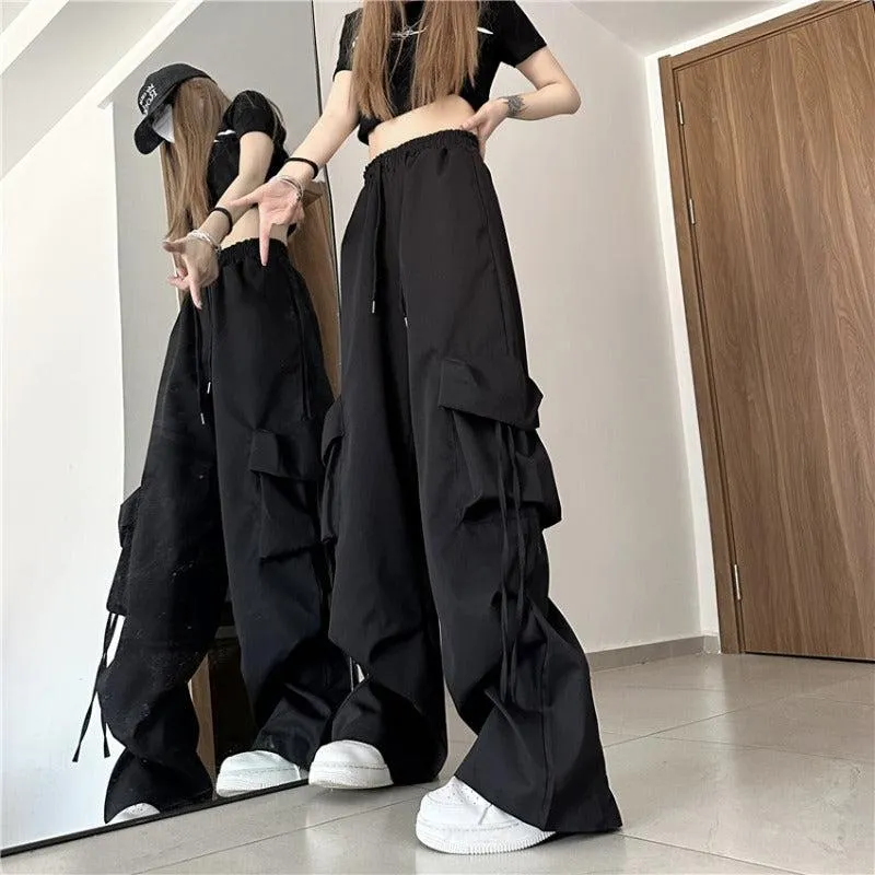 Drawstring Wide Leg Cargo Pants