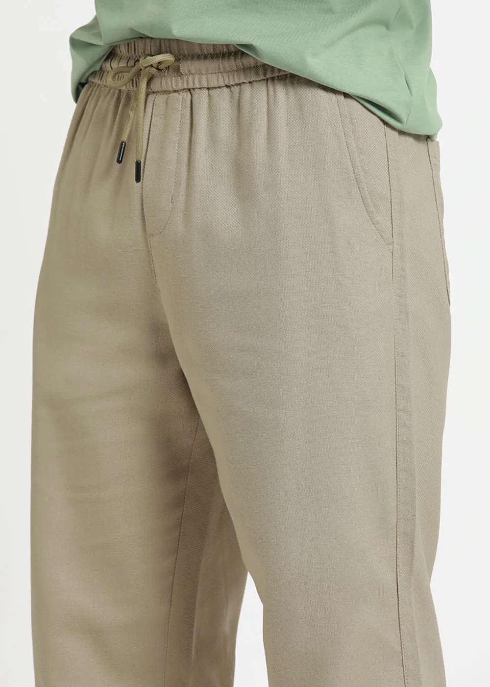 Ecru Beige Textured Pants